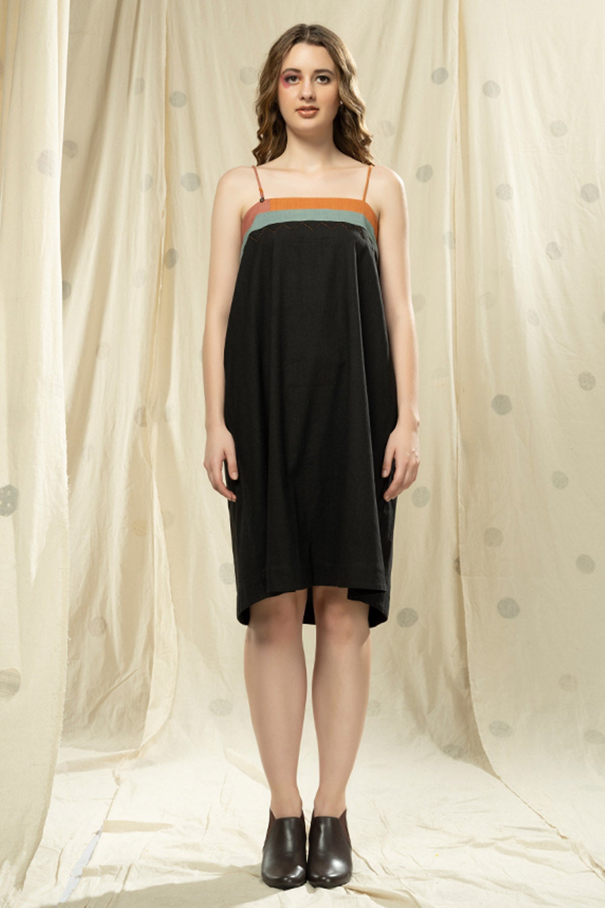 Buy Thread Game Black Soft Khadi Stripes Dress For Women online at ScrollnShops