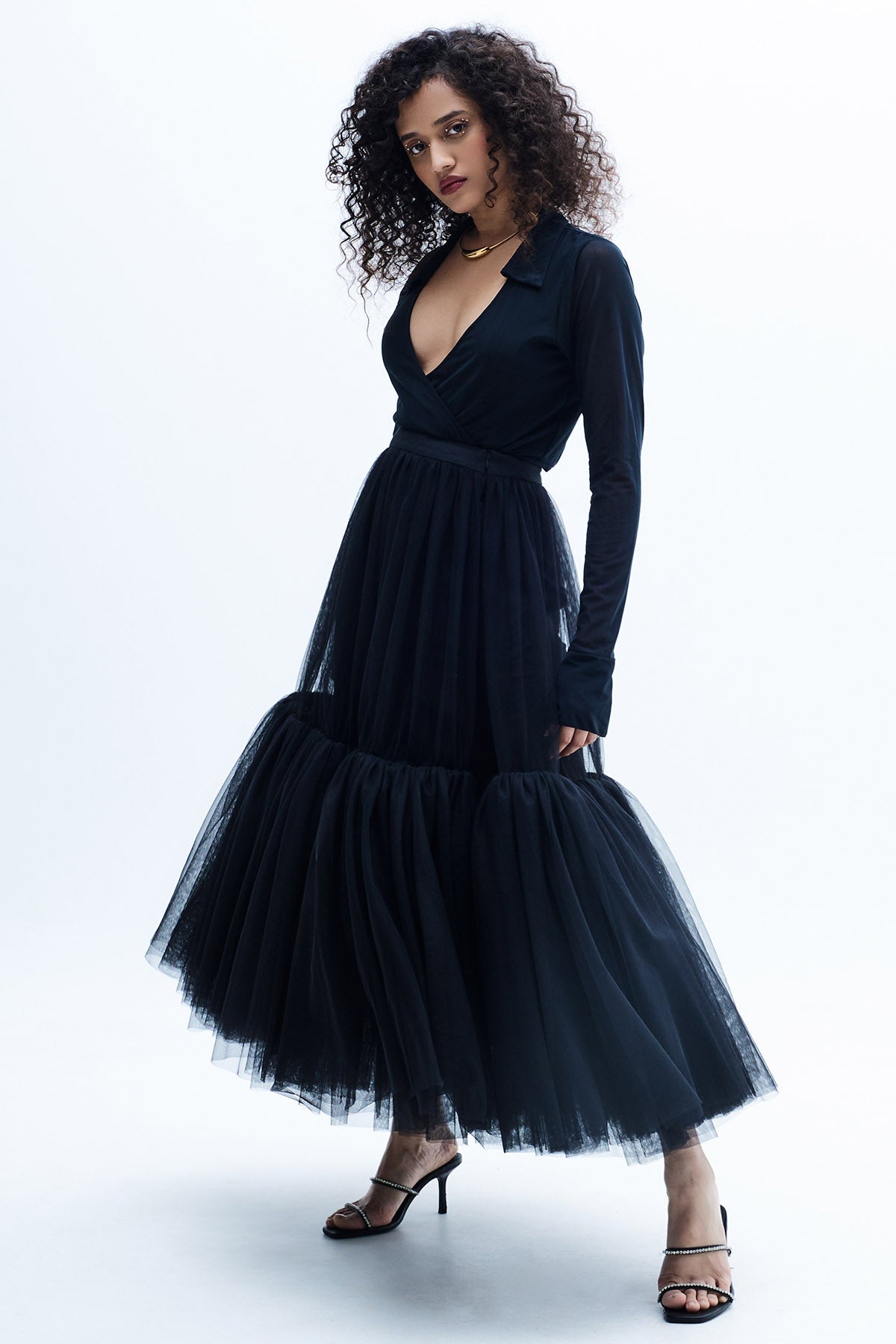 Buy Black Soft Net Flare Co-ord Set for women by GKDedit online available at scrollnshops