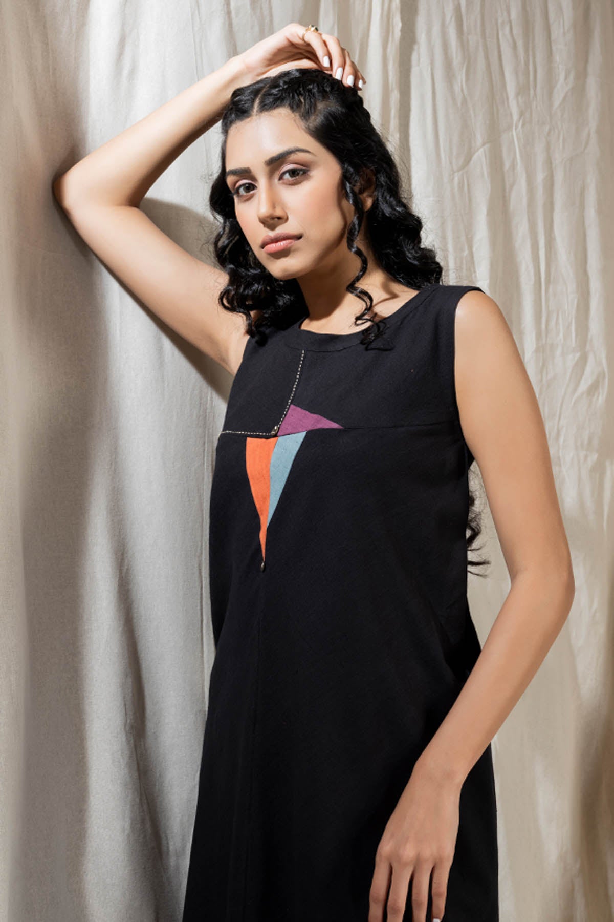 Black Square Neck Midi Dress