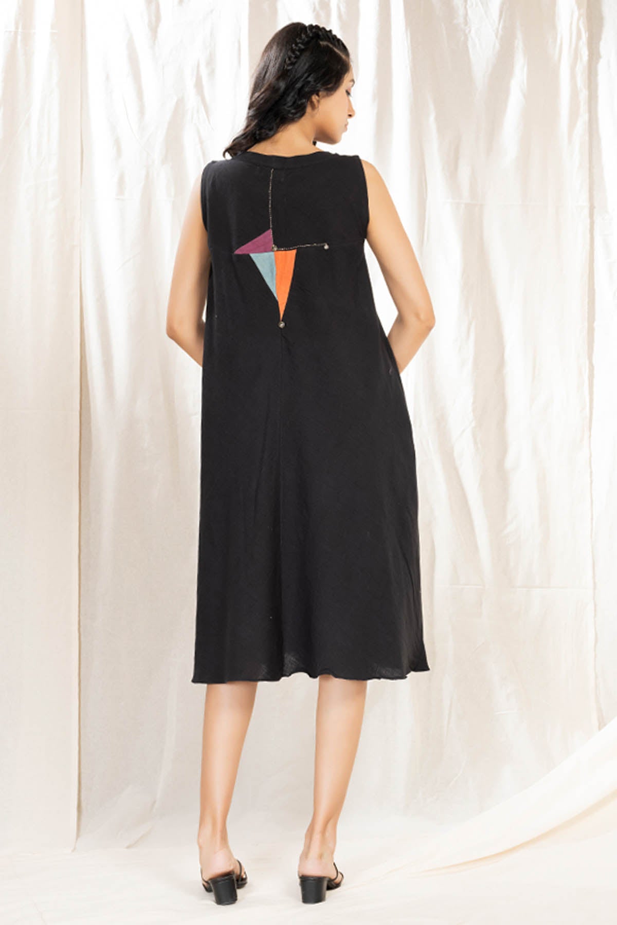 Black Square Neck Midi Dress