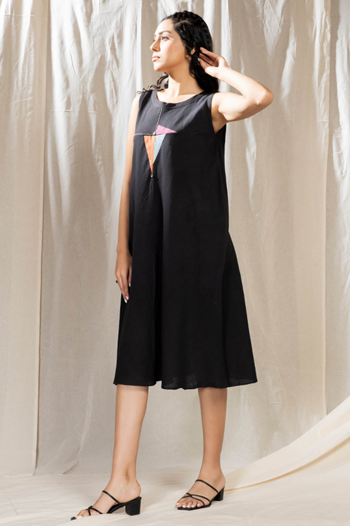 Black Square Neck Midi Dress