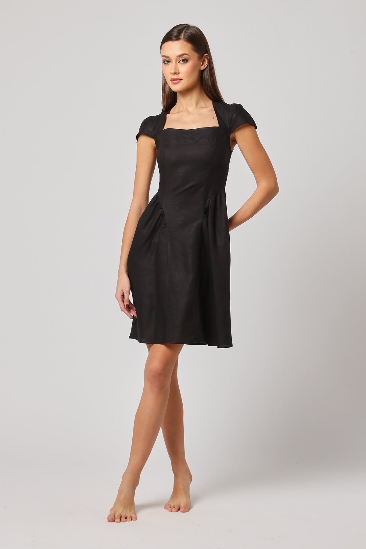 Black Square Neck Mini Dress