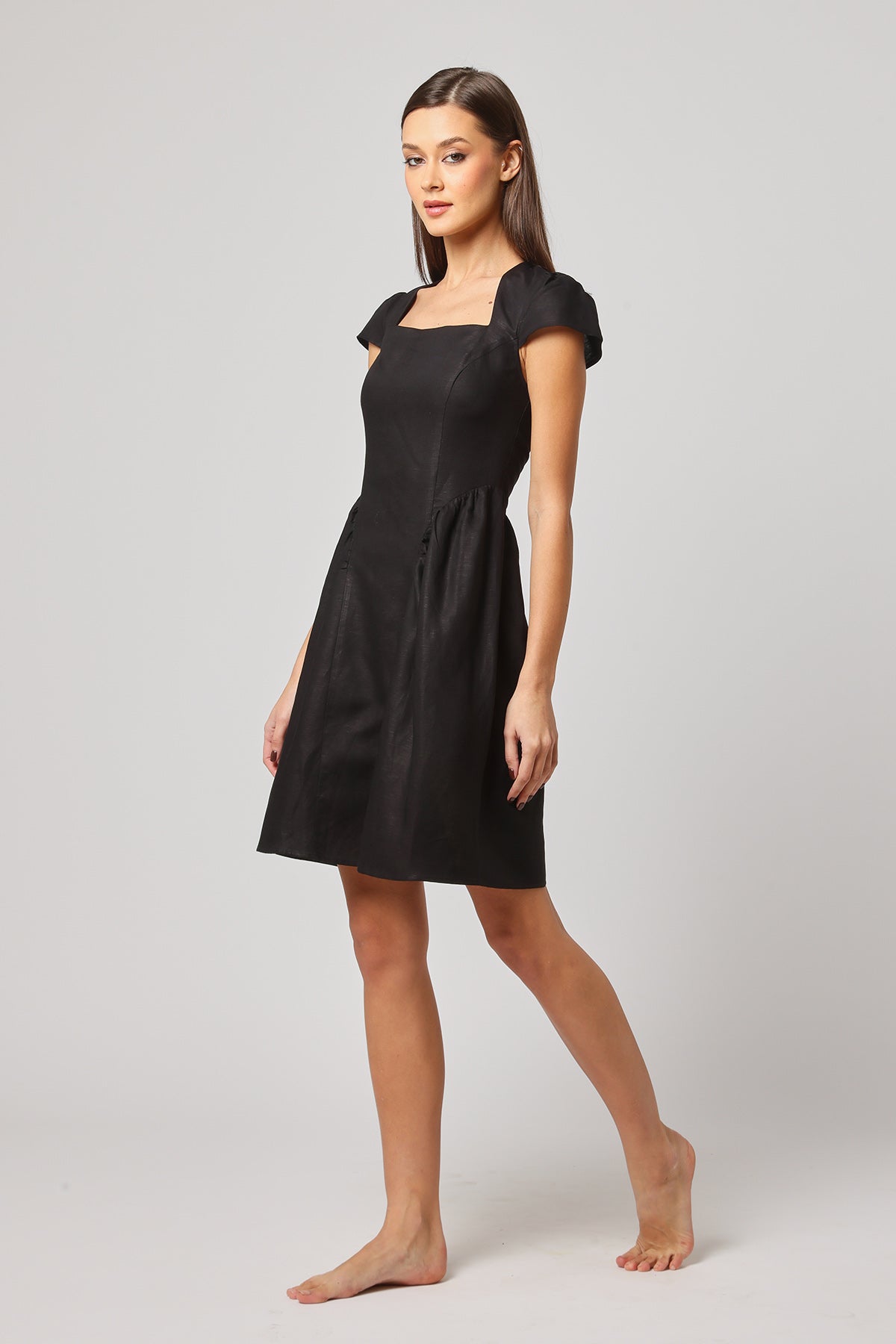 Black Square Neck Mini Dress