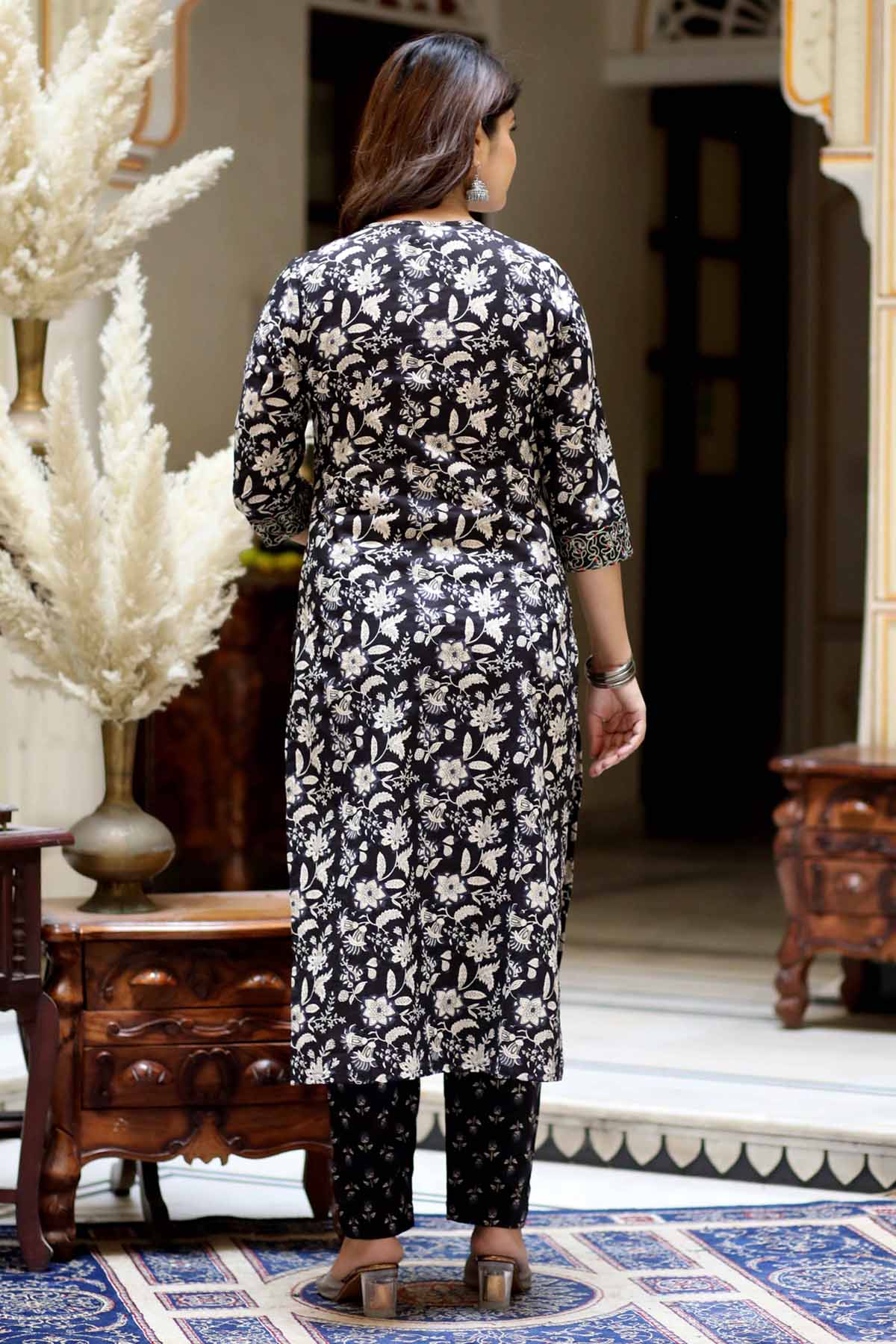 Black Straight Kurta & Palazzo