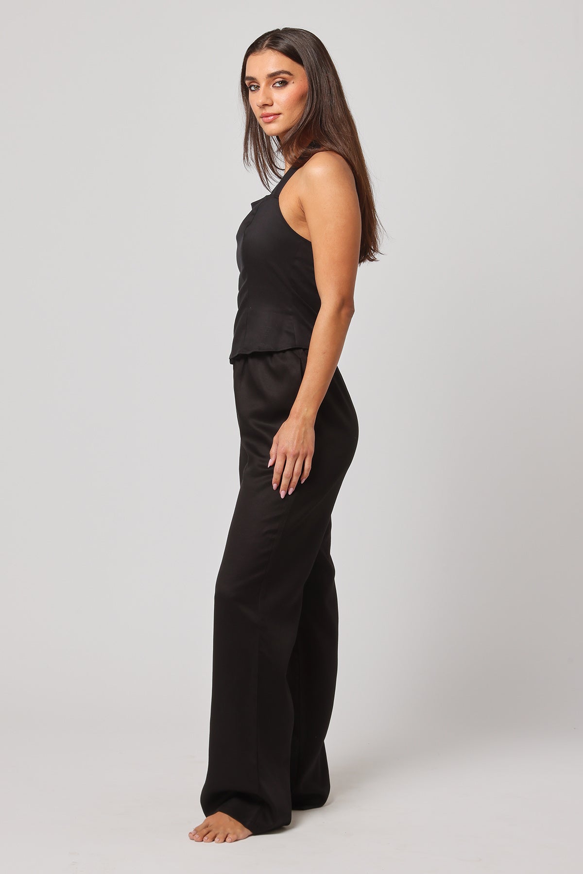 Black Straight Wide-Leg Pants