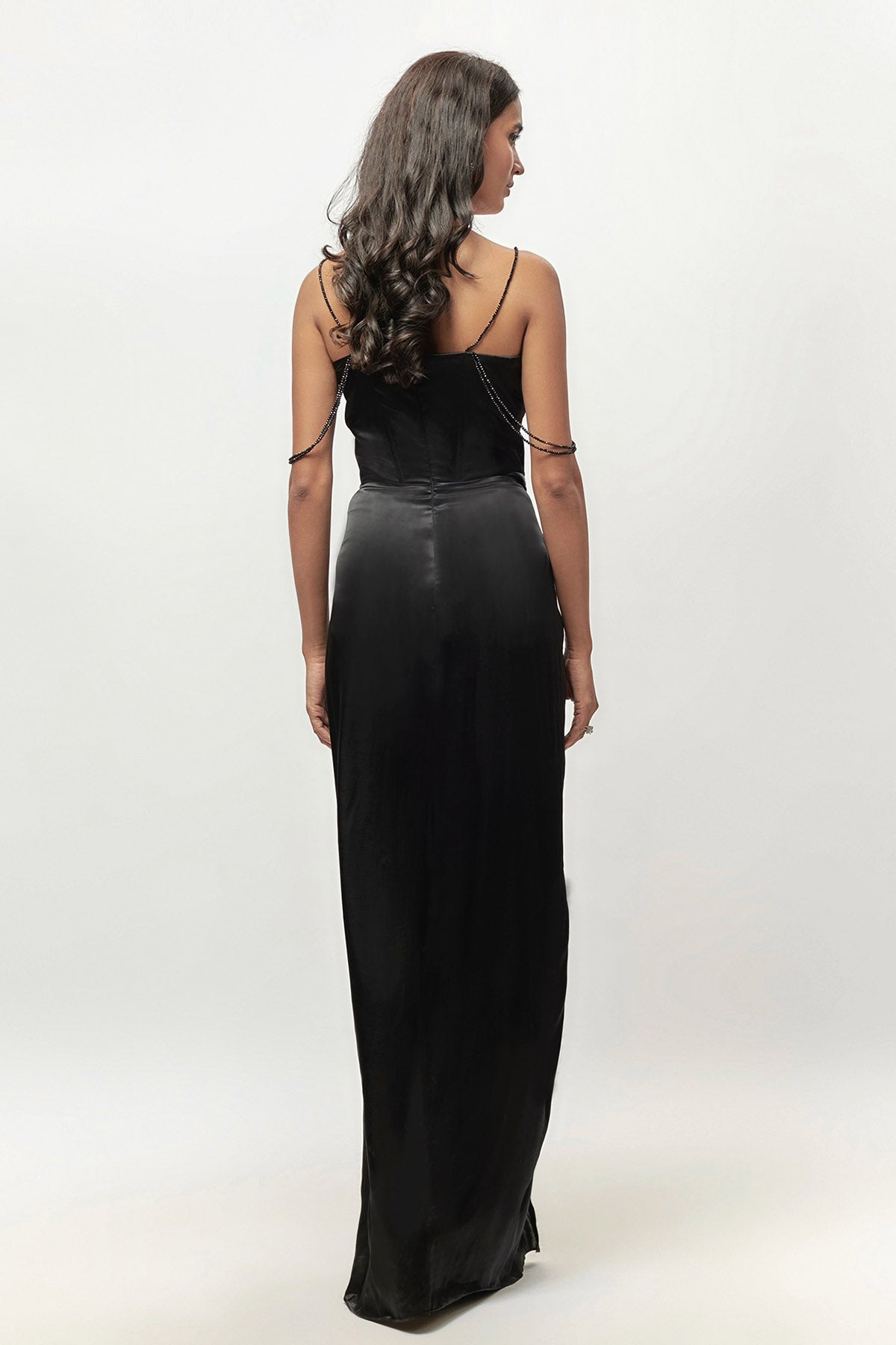 Black Strappy Drape Maxi Dress