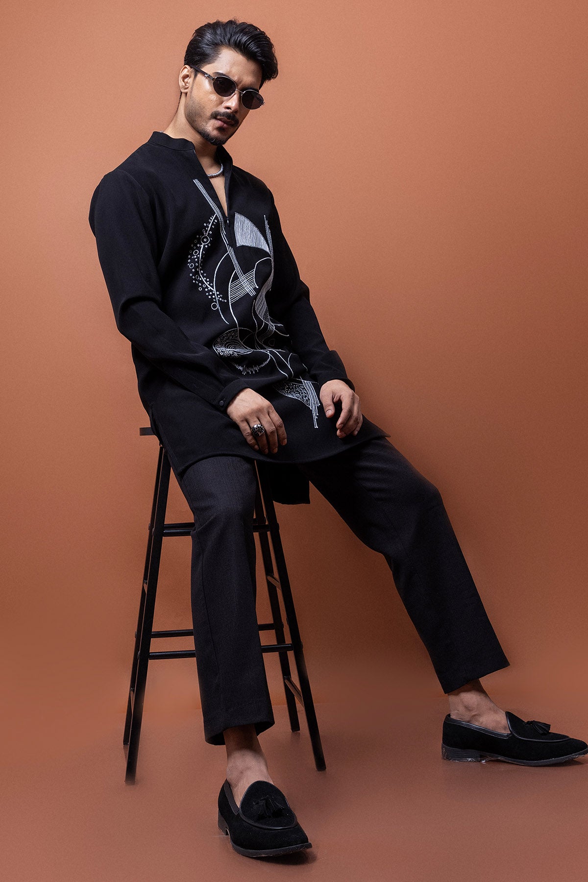 Black Stretchable Short Kurta