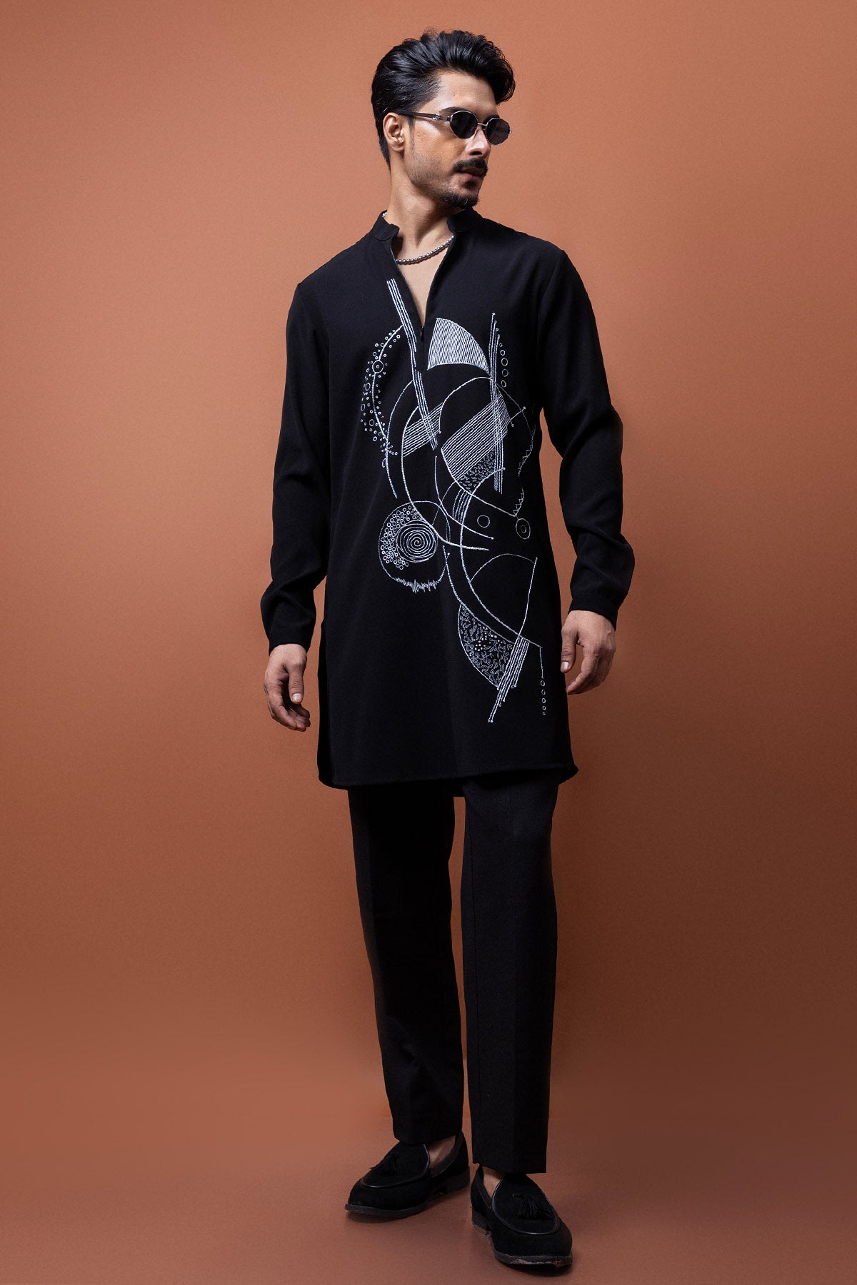 Black Stretchable Short Kurta