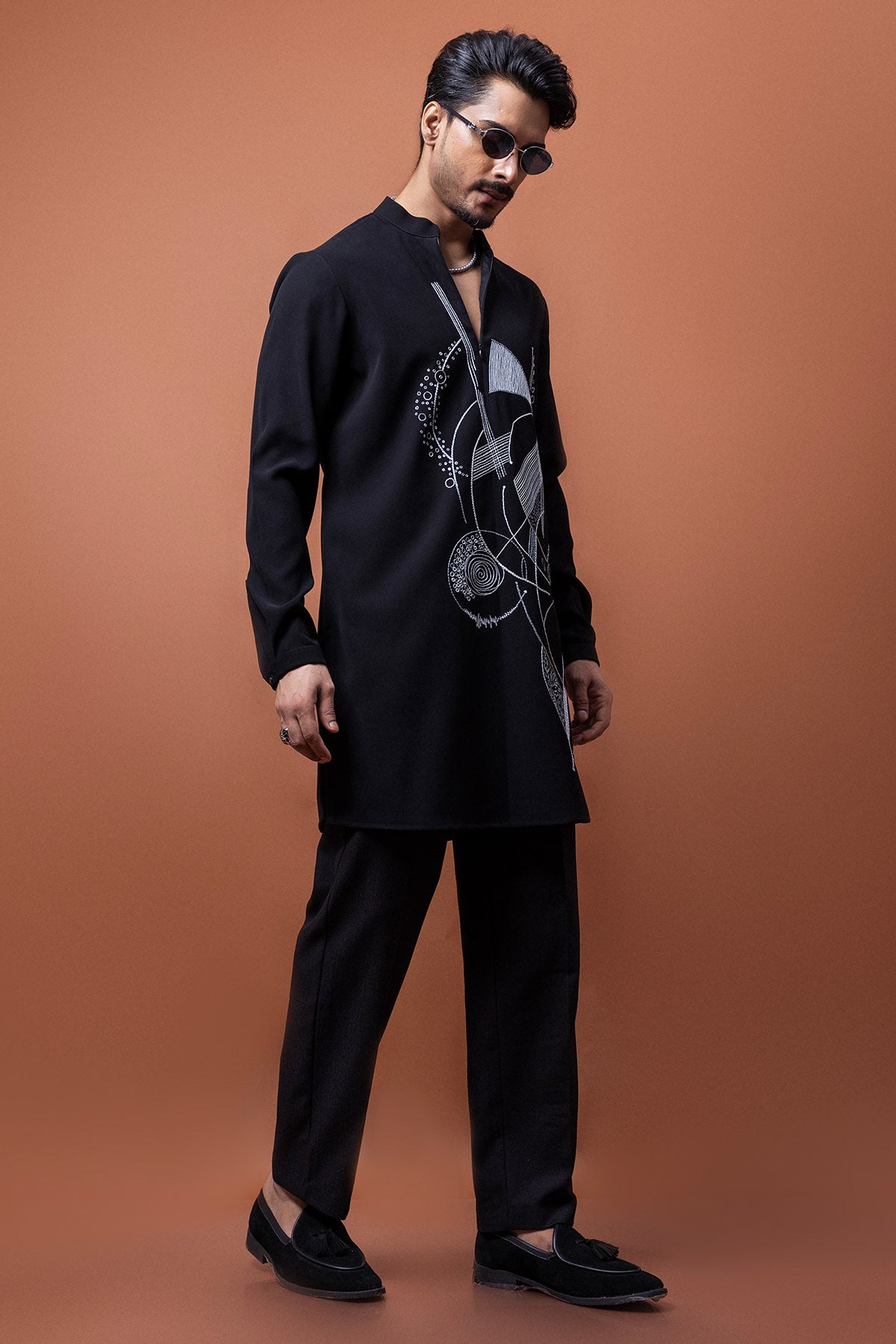 Black Stretchable Short Kurta
