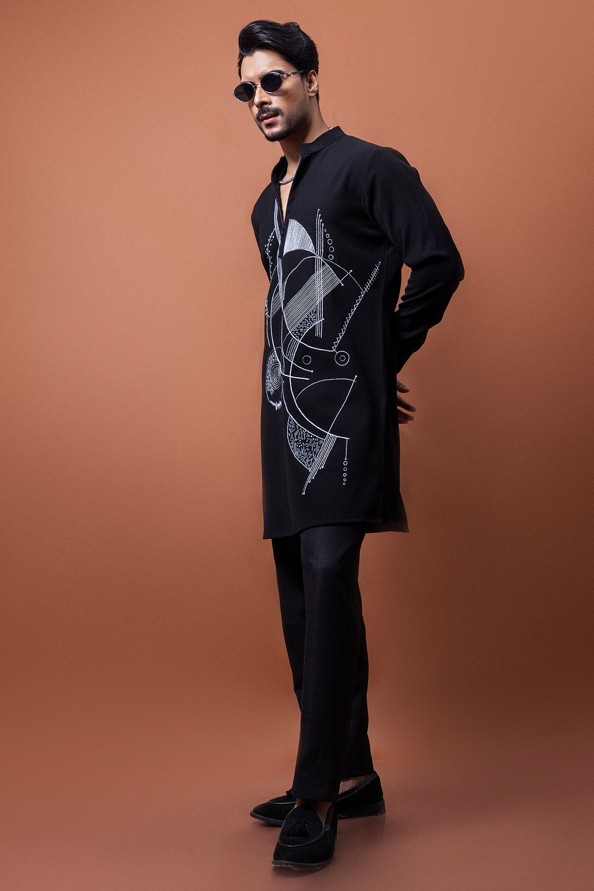 Black Stretchable Short Kurta