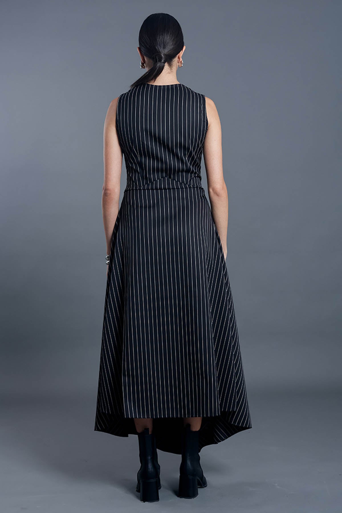 Black Stripe Asymmetric Dress