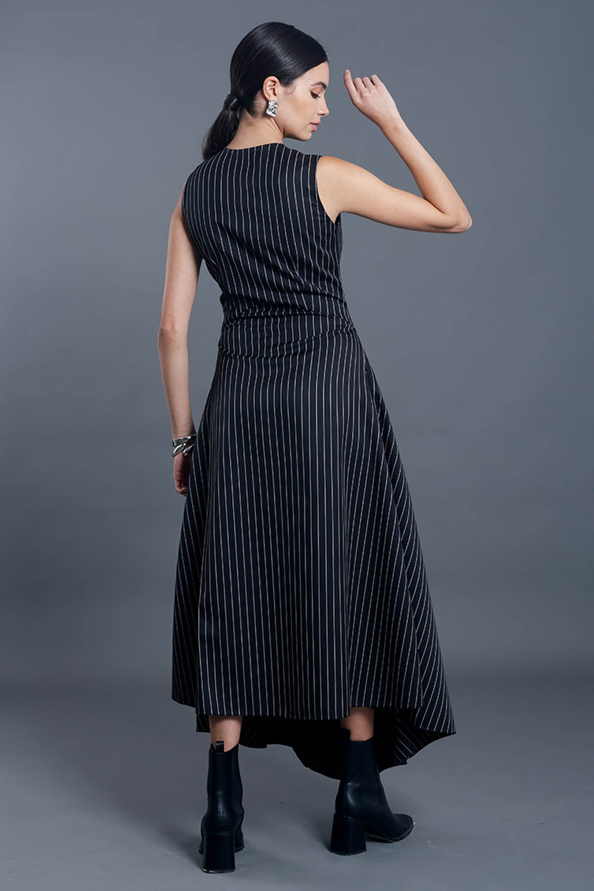 Black Stripe Asymmetric Dress