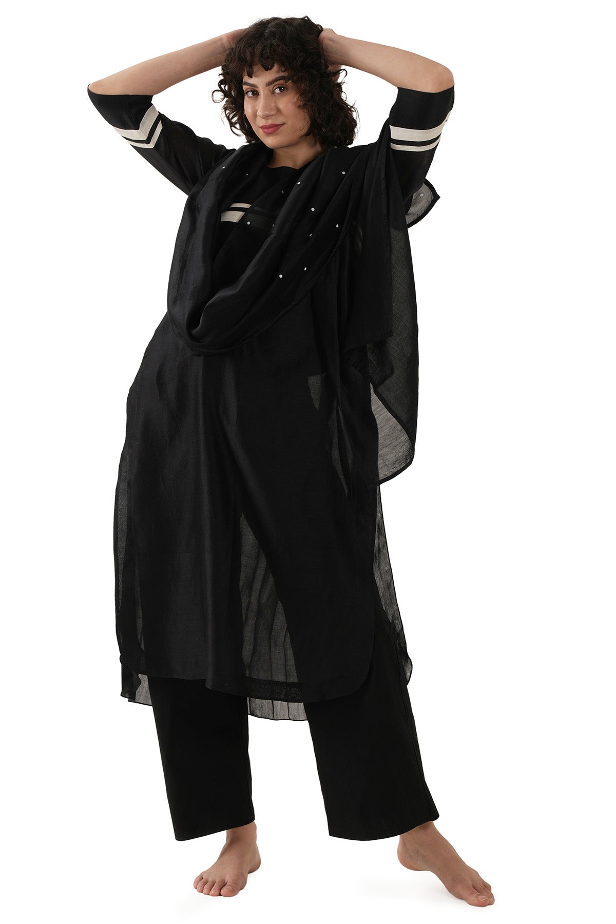 Black Tencil Cotton Kurta Set