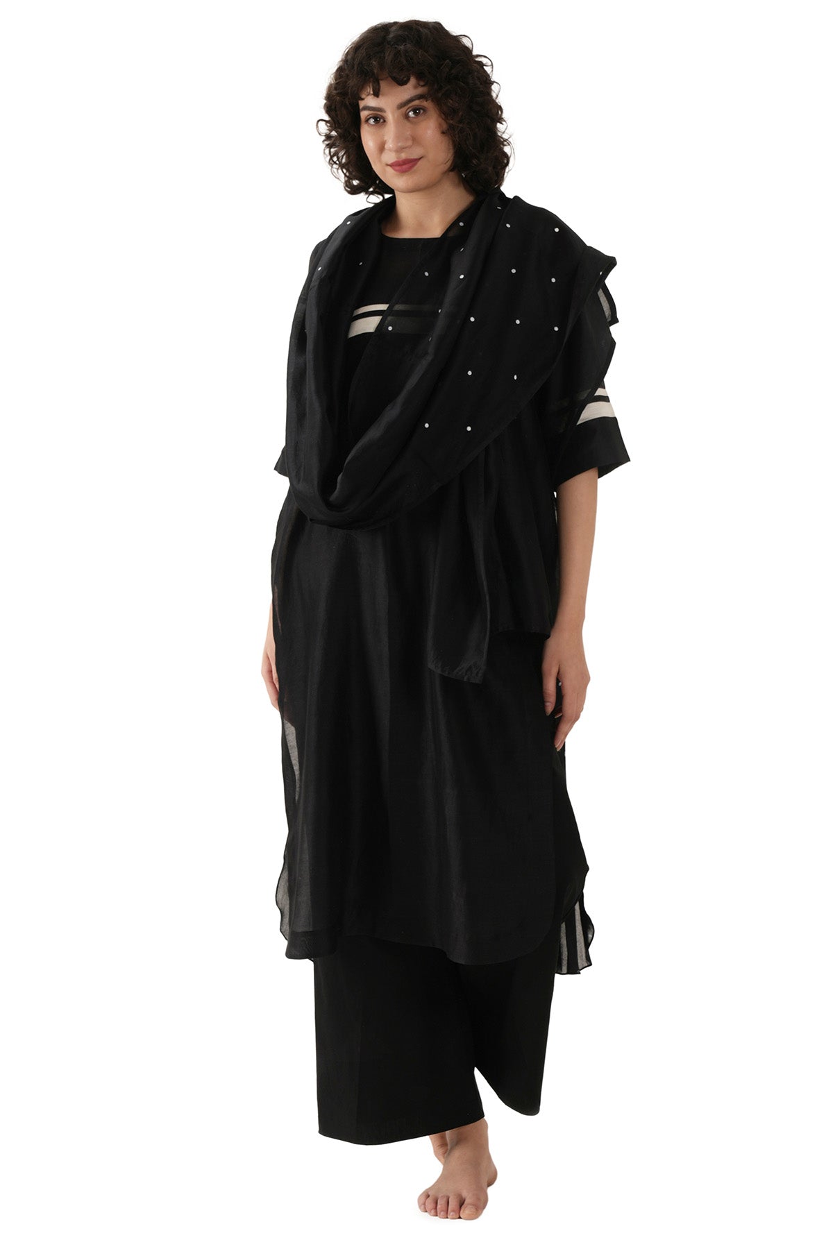 Buy Black Tencil Cotton Kurta Set for women by Khat Clothing online available at scrollnshops