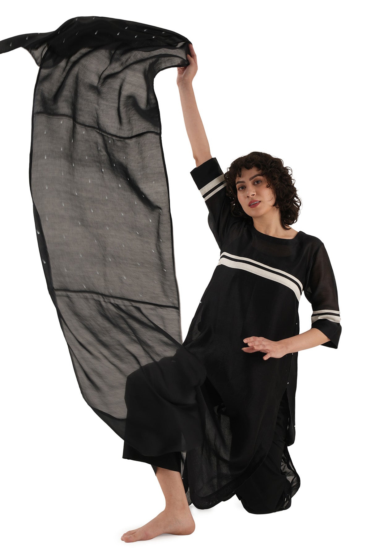 Black Tencil Cotton Kurta Set
