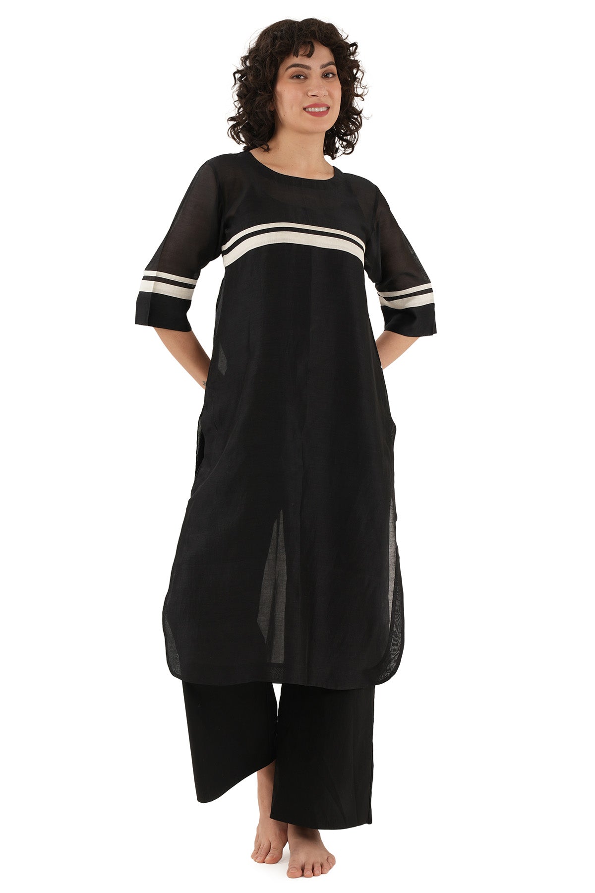Black Tencil Cotton Kurta Set