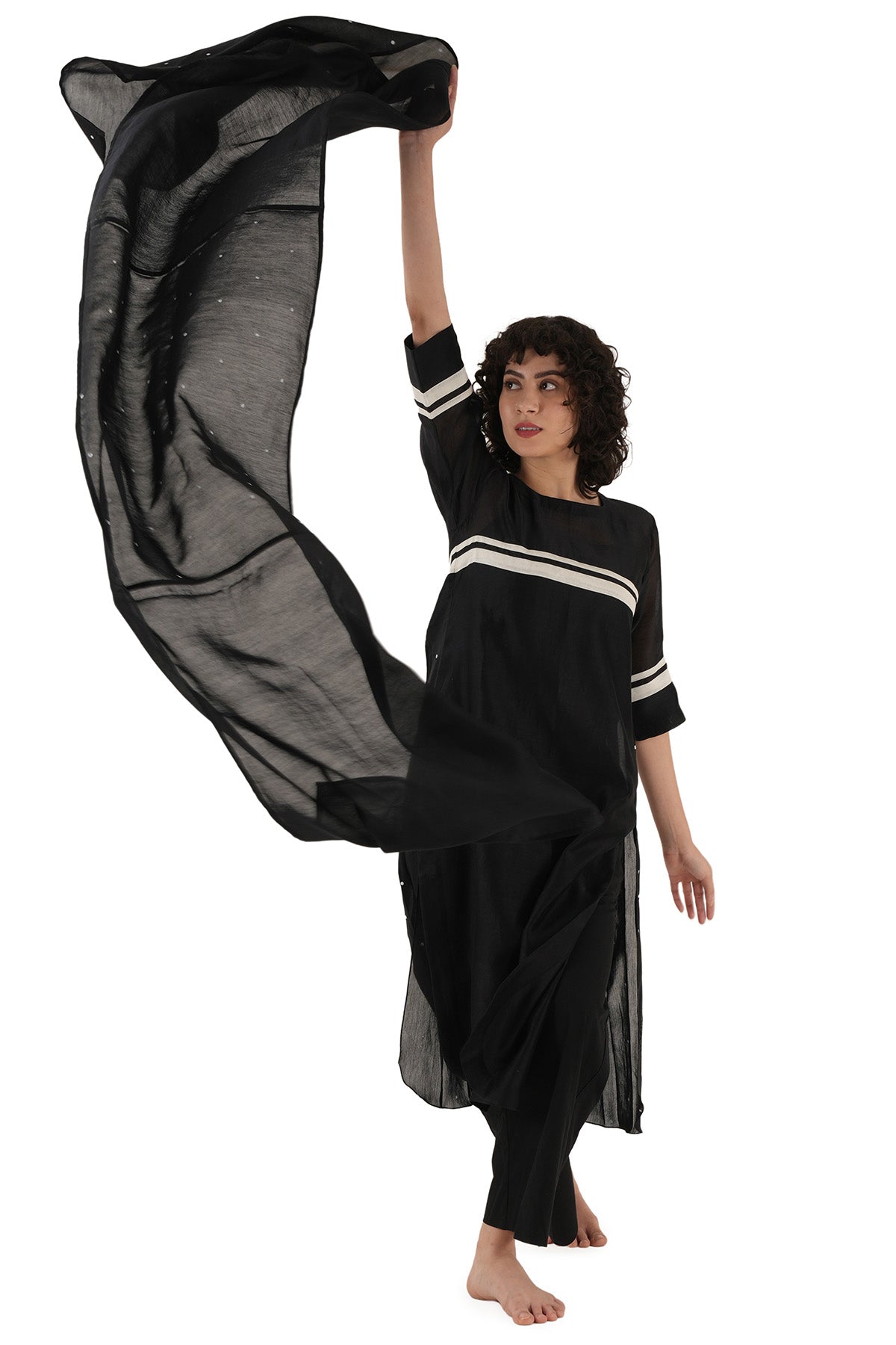 Black Tencil Cotton Kurta Set