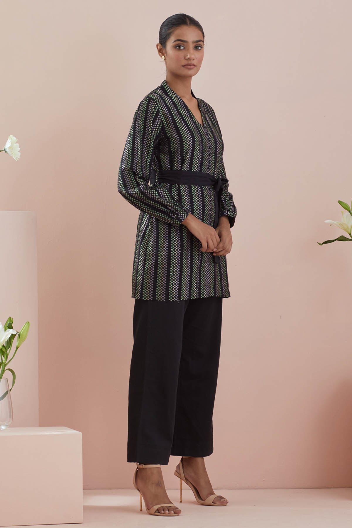 Black Texture Cotton Co-ord Set