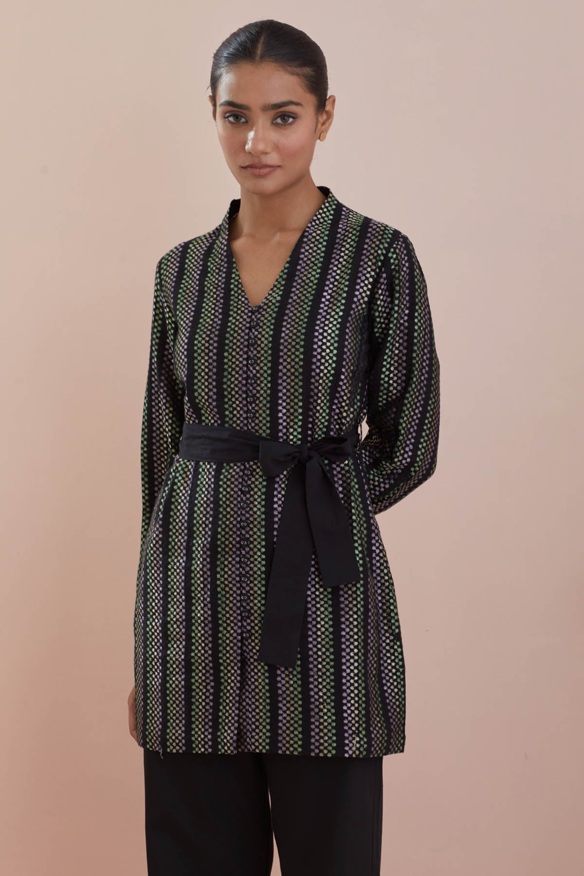 Black Texture Cotton Co-ord Set