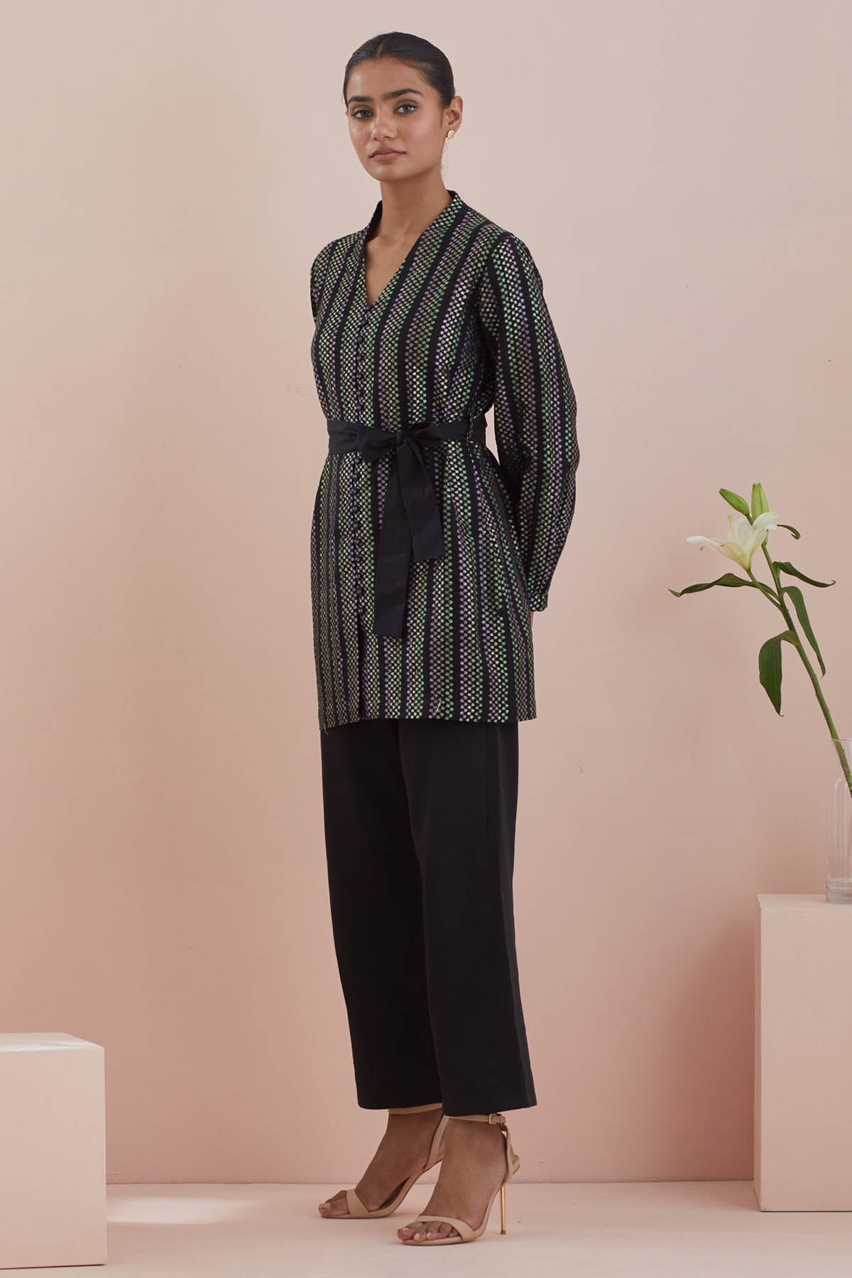 Black Texture Cotton Co-ord Set