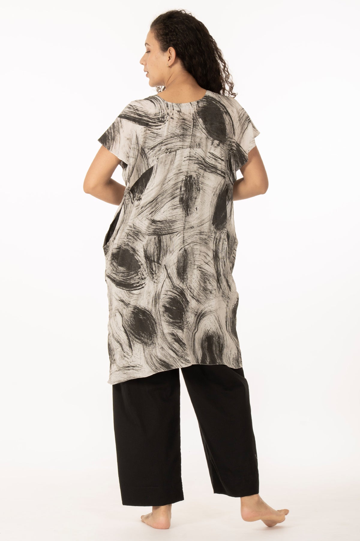Black Texture Print Kurta Pants