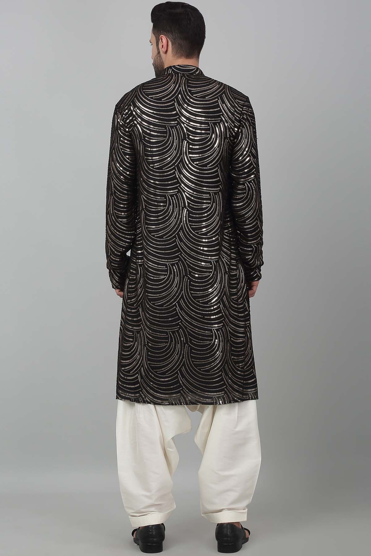 Black Thread Stripe Kurta Set