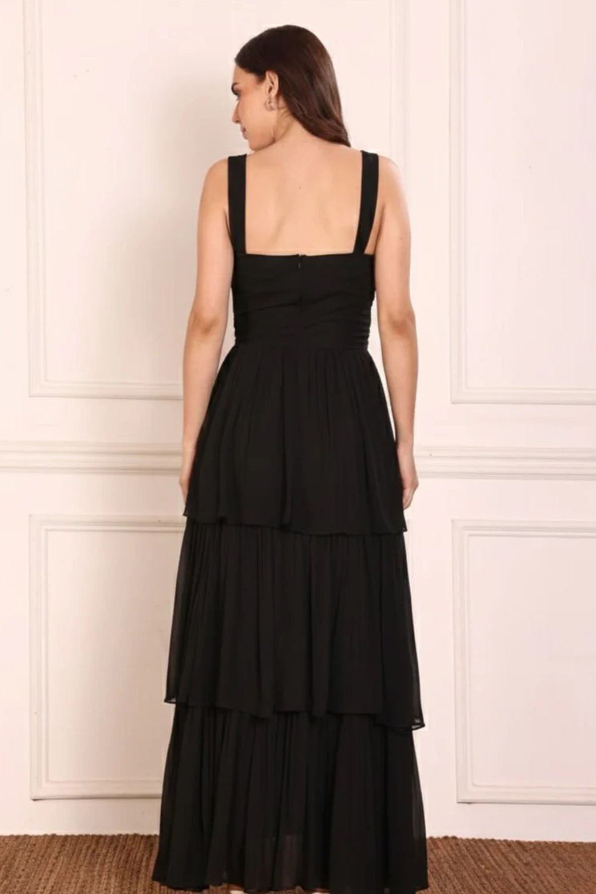 Black Three Tiered Maxi Dress