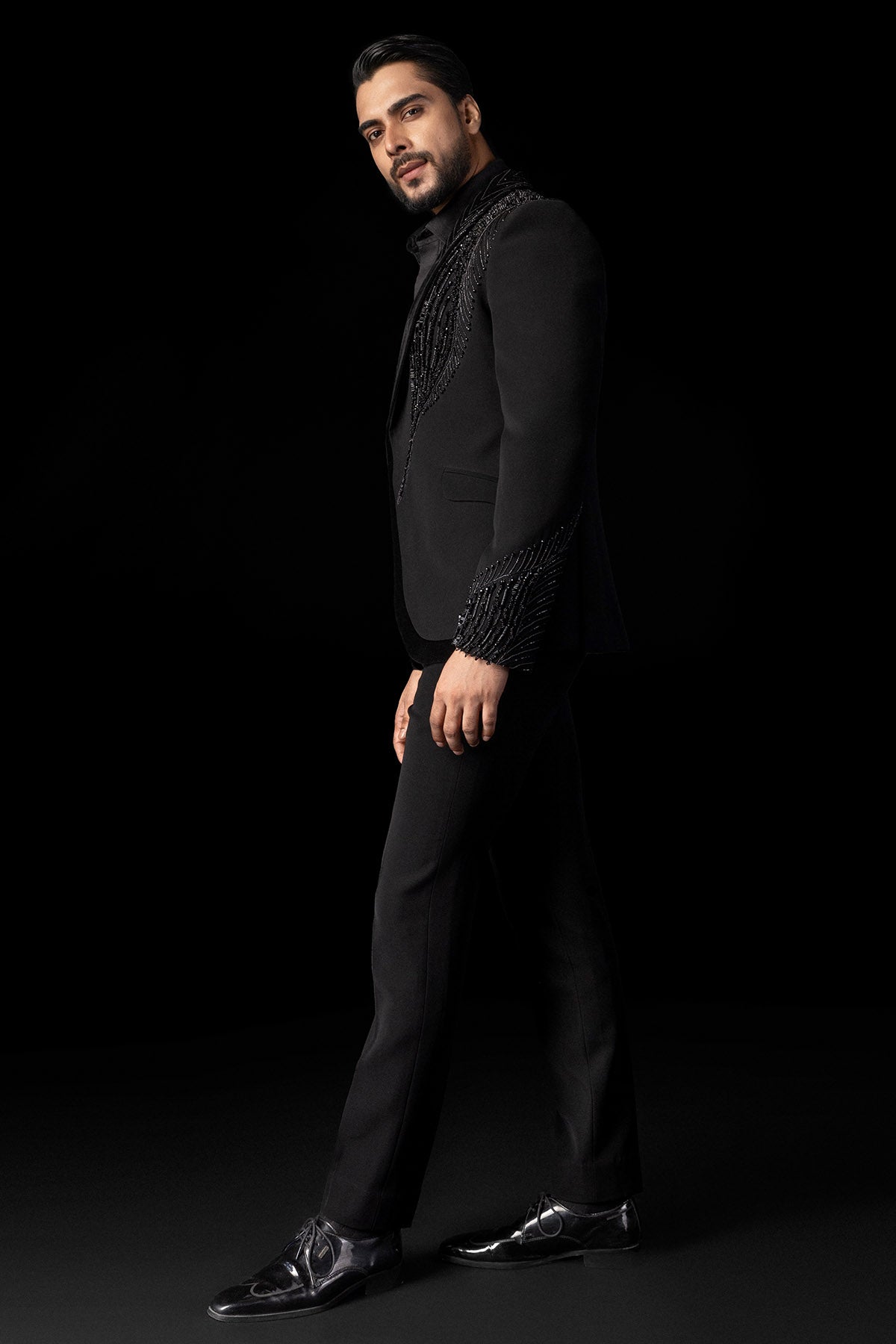 Black Tone 3D Embroidery Tuxedo