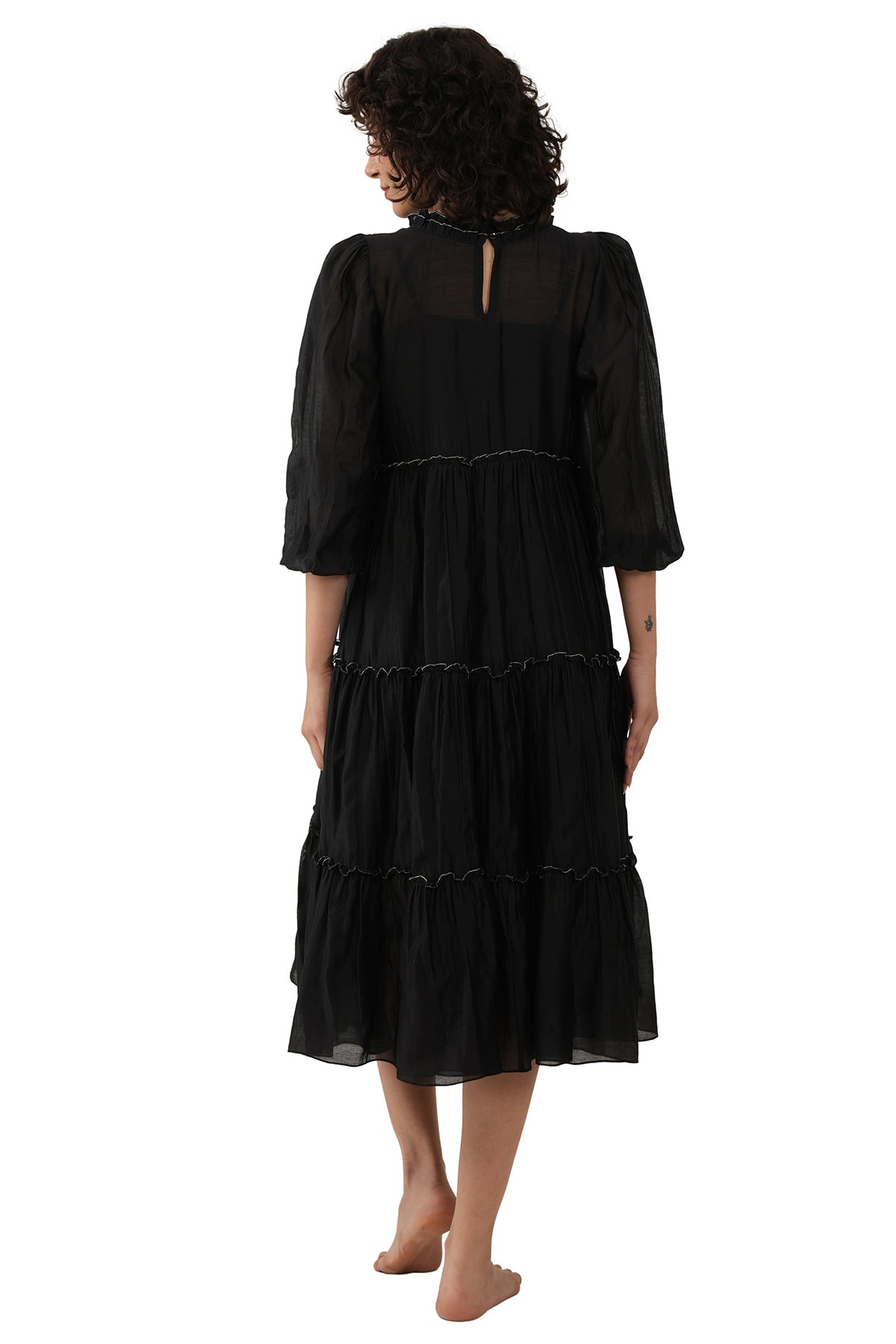 Black Turtle Tier Midi Dress