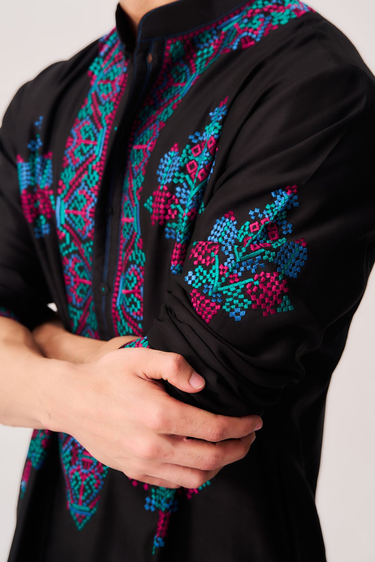 Black Twilight Flora Kurta Set