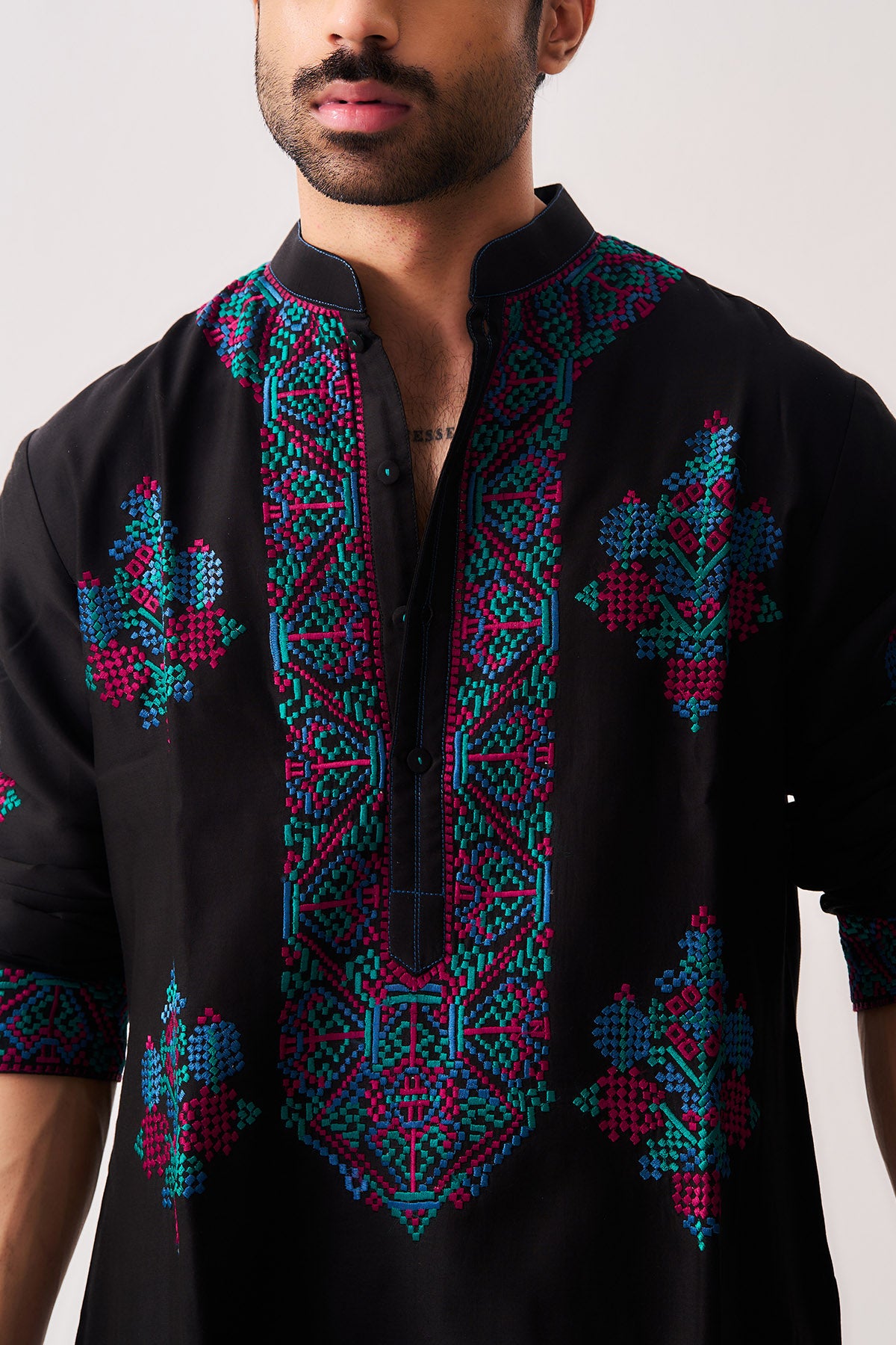 Black Twilight Flora Kurta Set