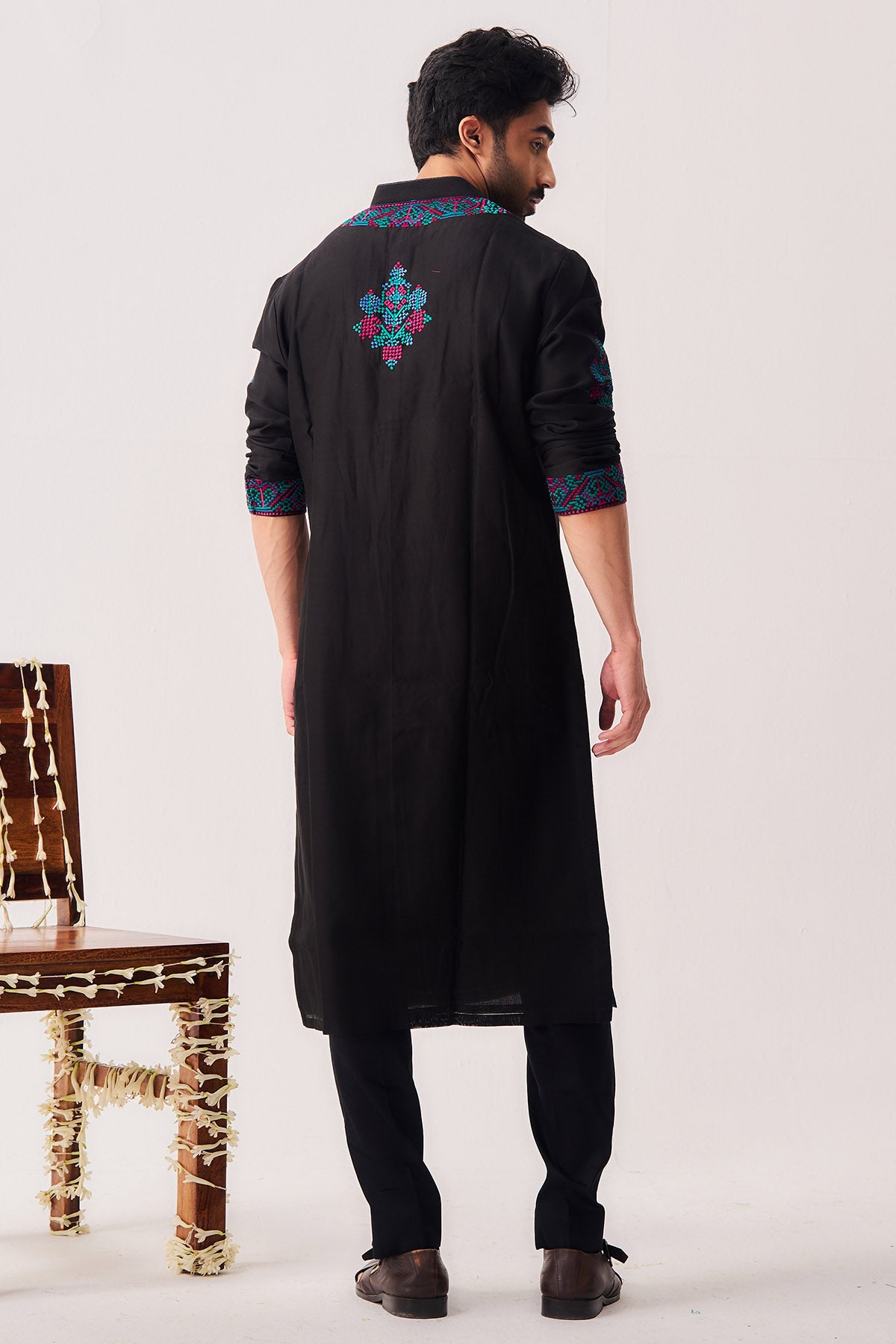 Black Twilight Flora Kurta Set