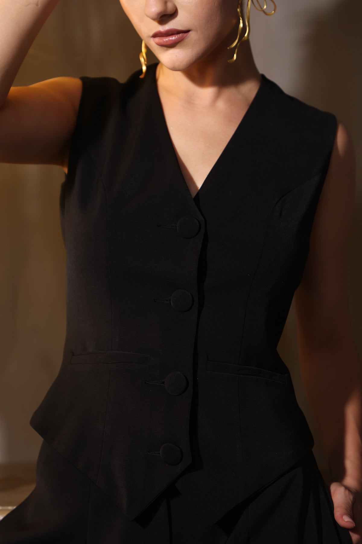 Black V-Neck Blazer & Trousers