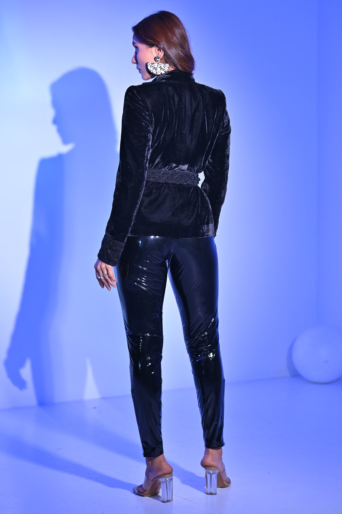 Black Velvet Embellished Blazer