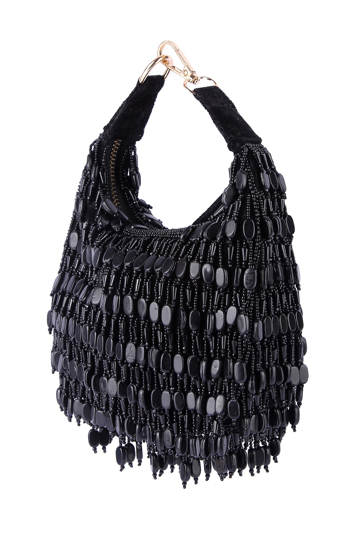 Black Velvet Embroidered Clutch