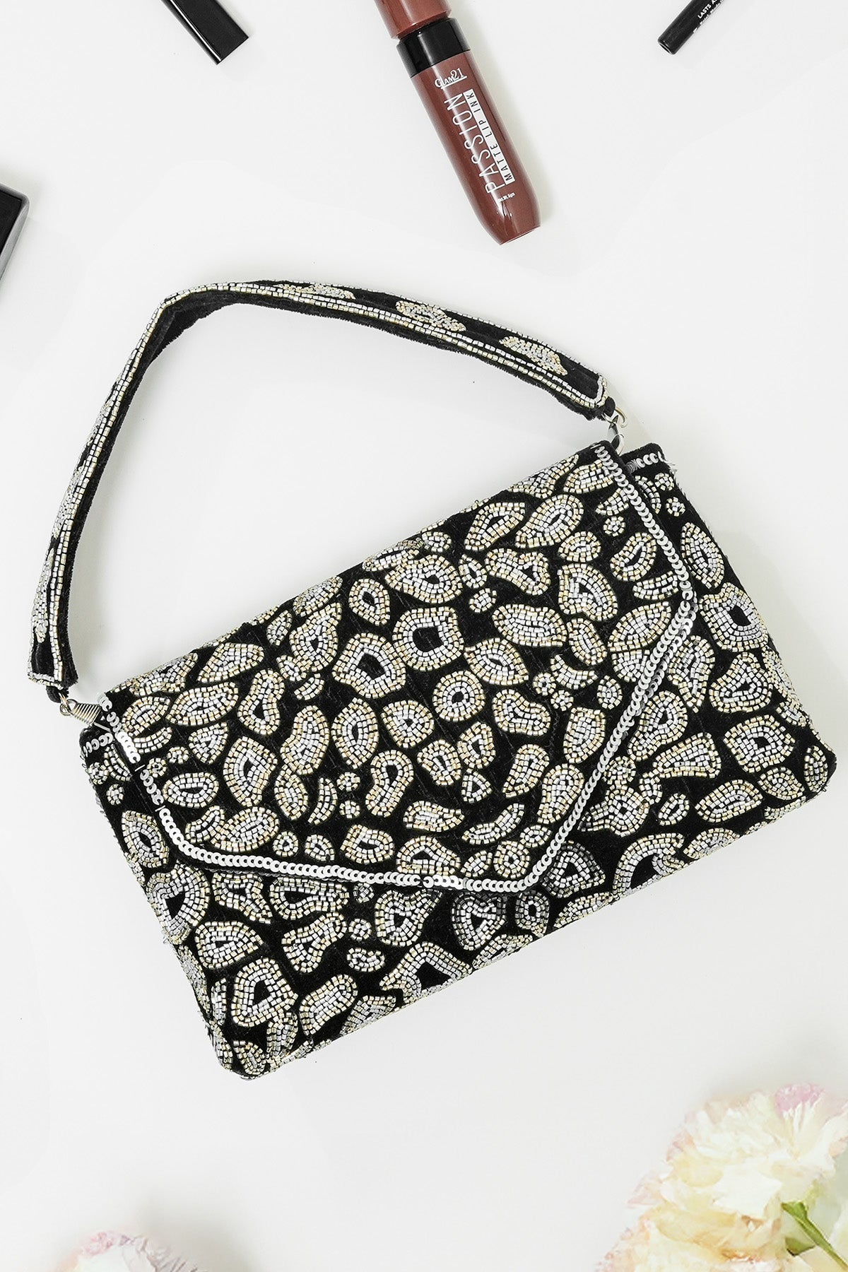 Buy Black Velvet Illusion Clutch for women by the Purple sack online available at scrollnshops