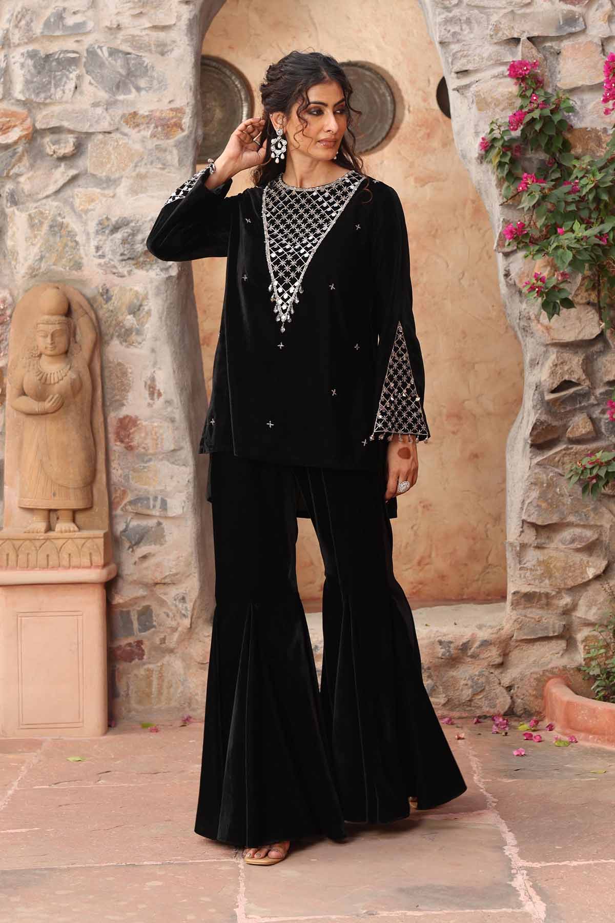 Black Velvet Kurta Co-ord Set