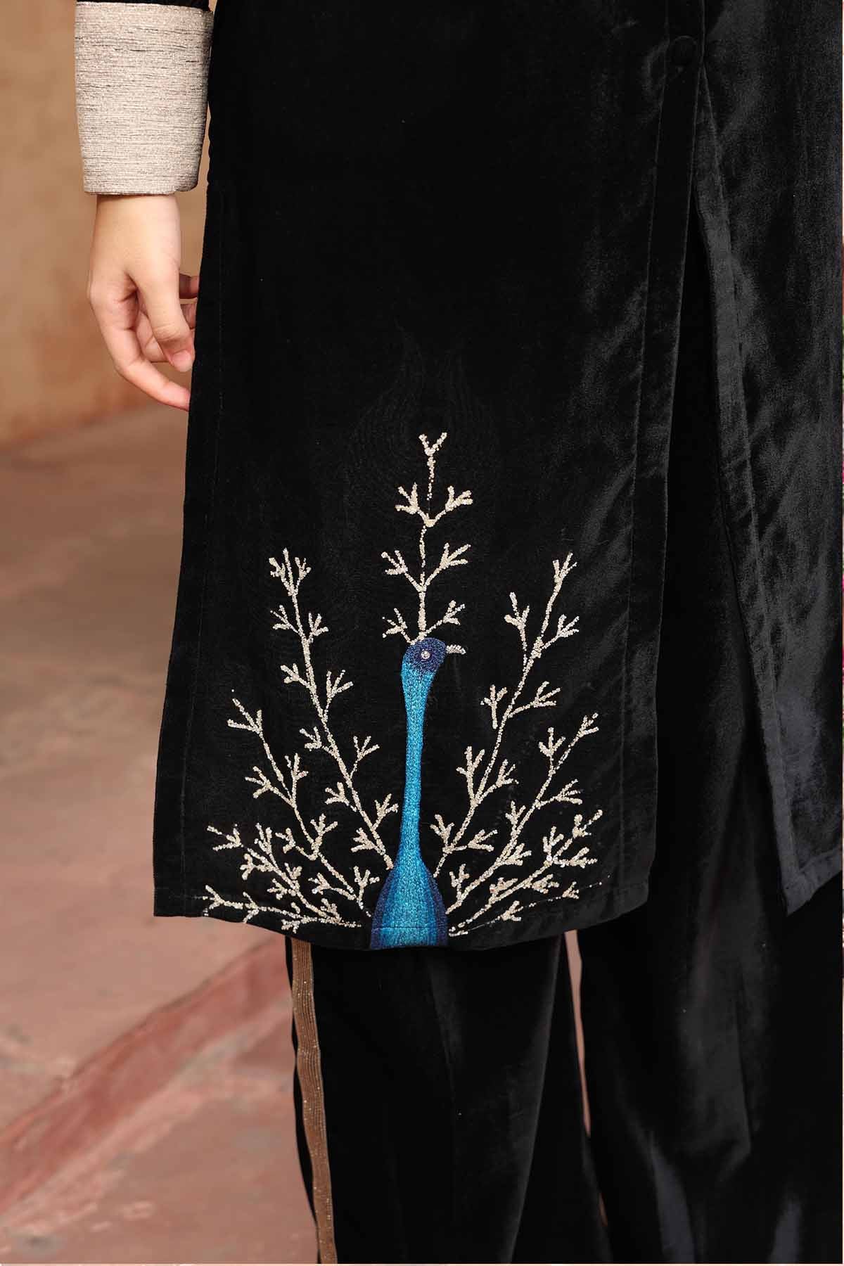 Black Velvet Long Kurta & Pants