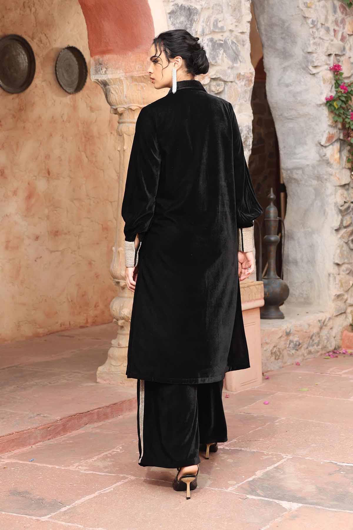 Black Velvet Long Kurta & Pants