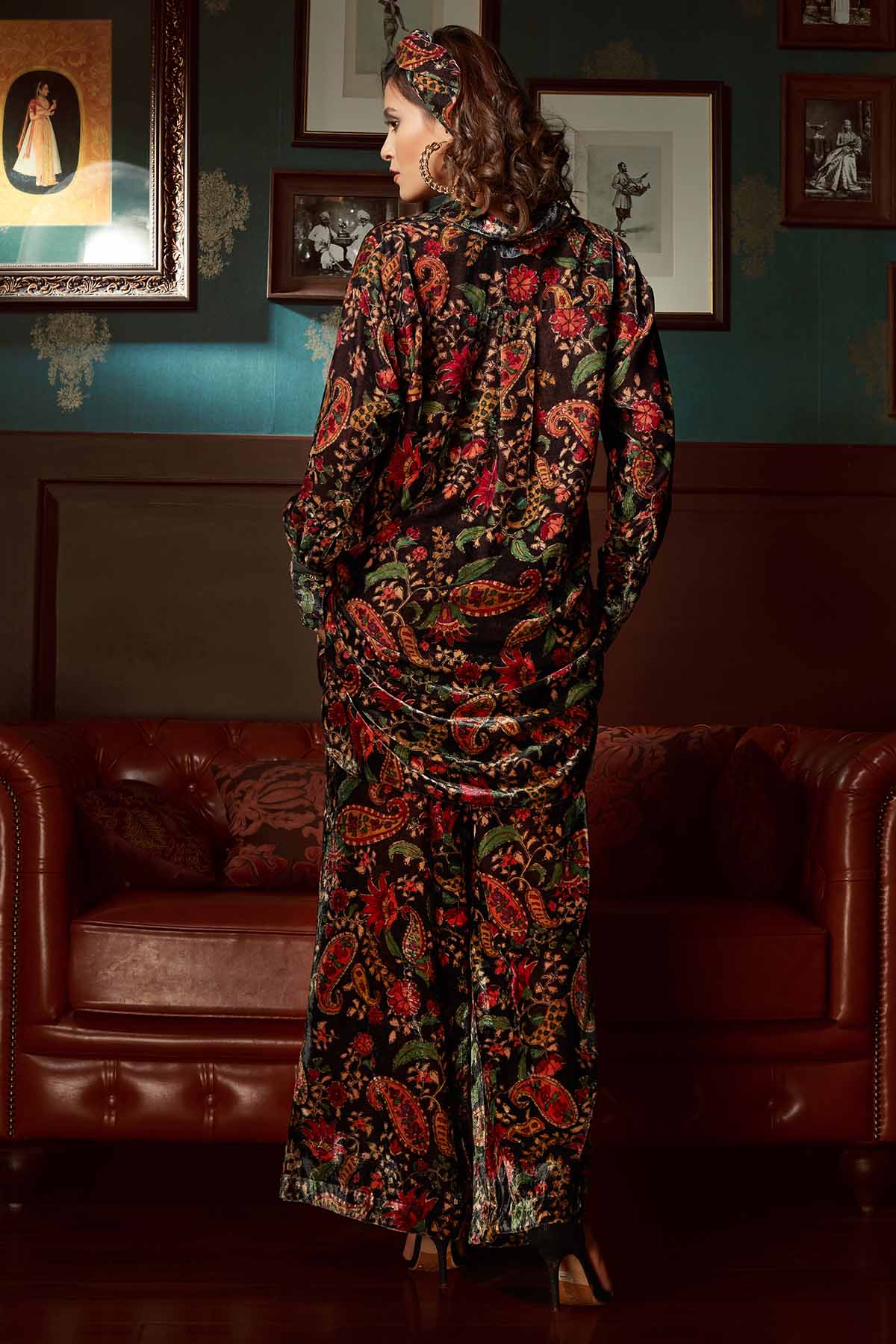 Black Velvet Print Co-ord Set