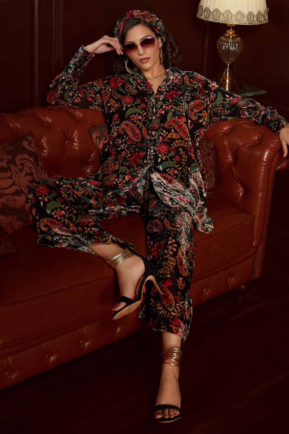 Black Velvet Print Co-ord Set