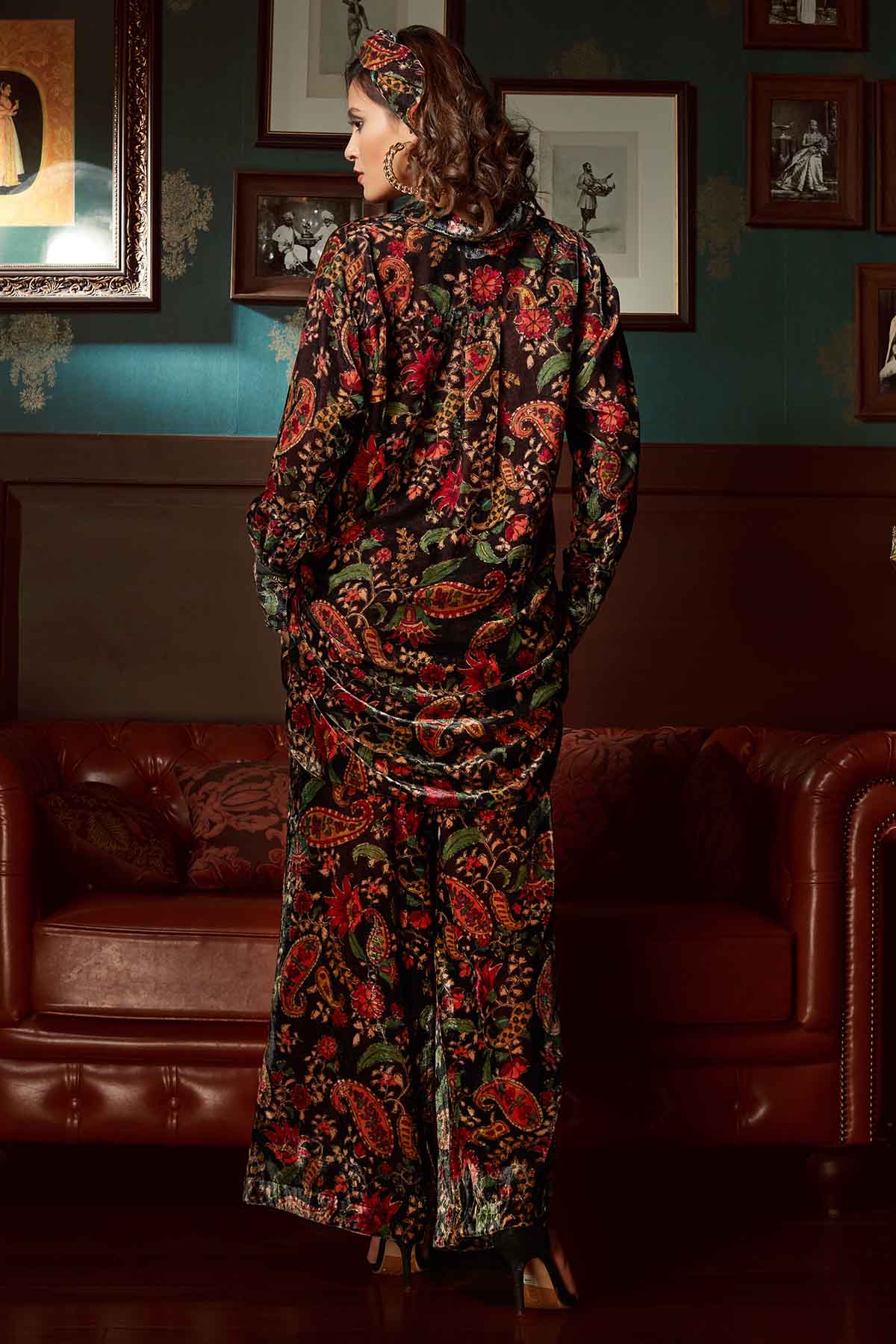 Black Velvet Print Co-ord Set