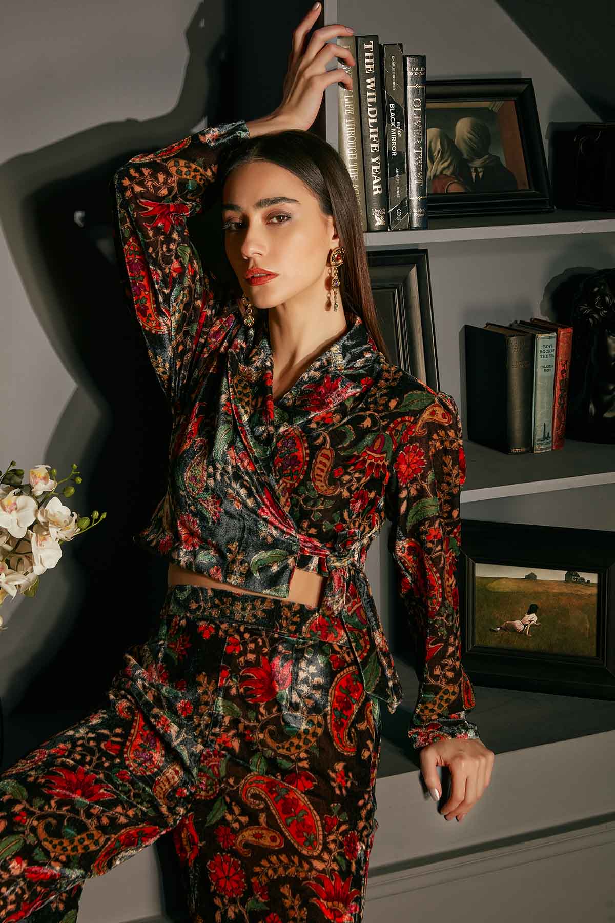 Black Velvet Printed Co-ord Set