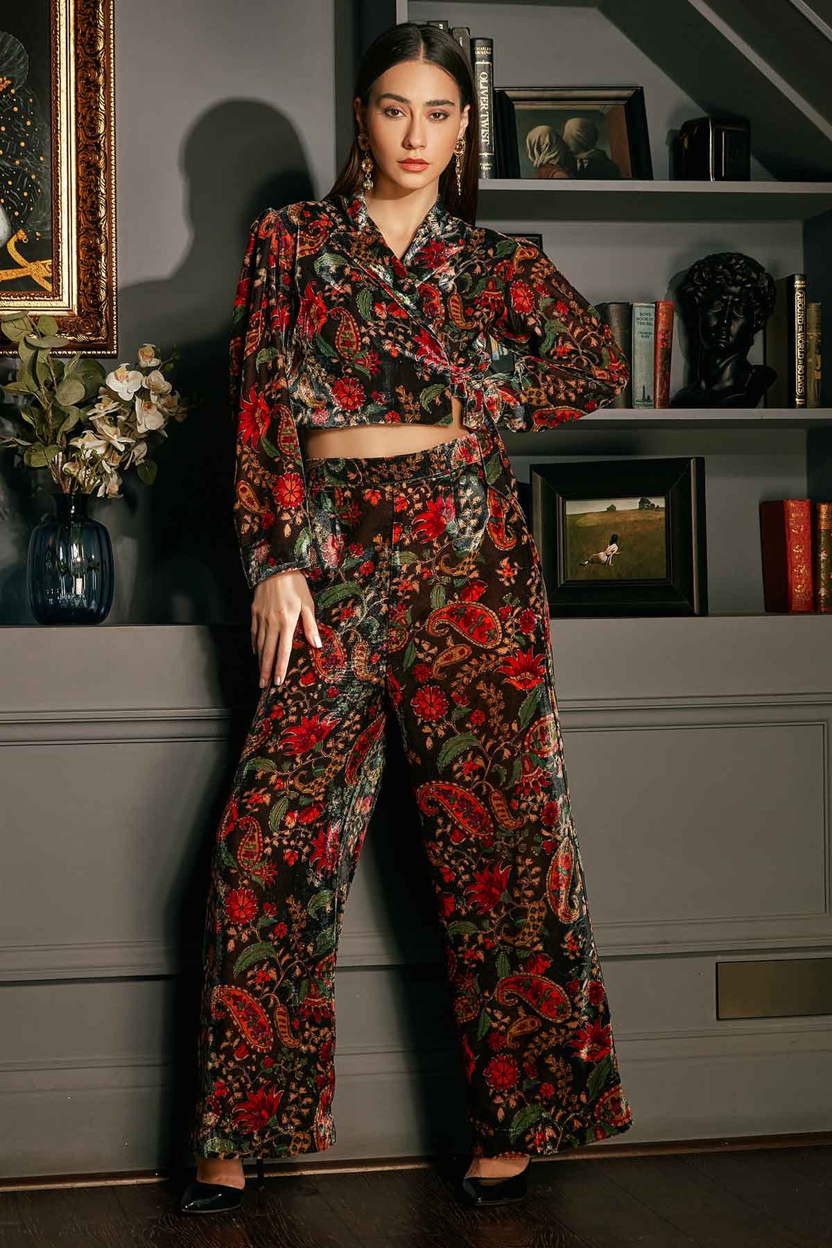 Black Velvet Printed Co-ord Set