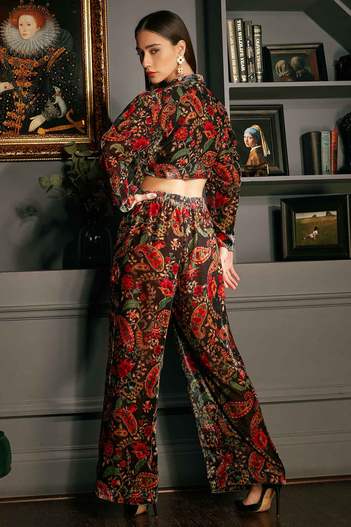 Black Velvet Printed Co-ord Set