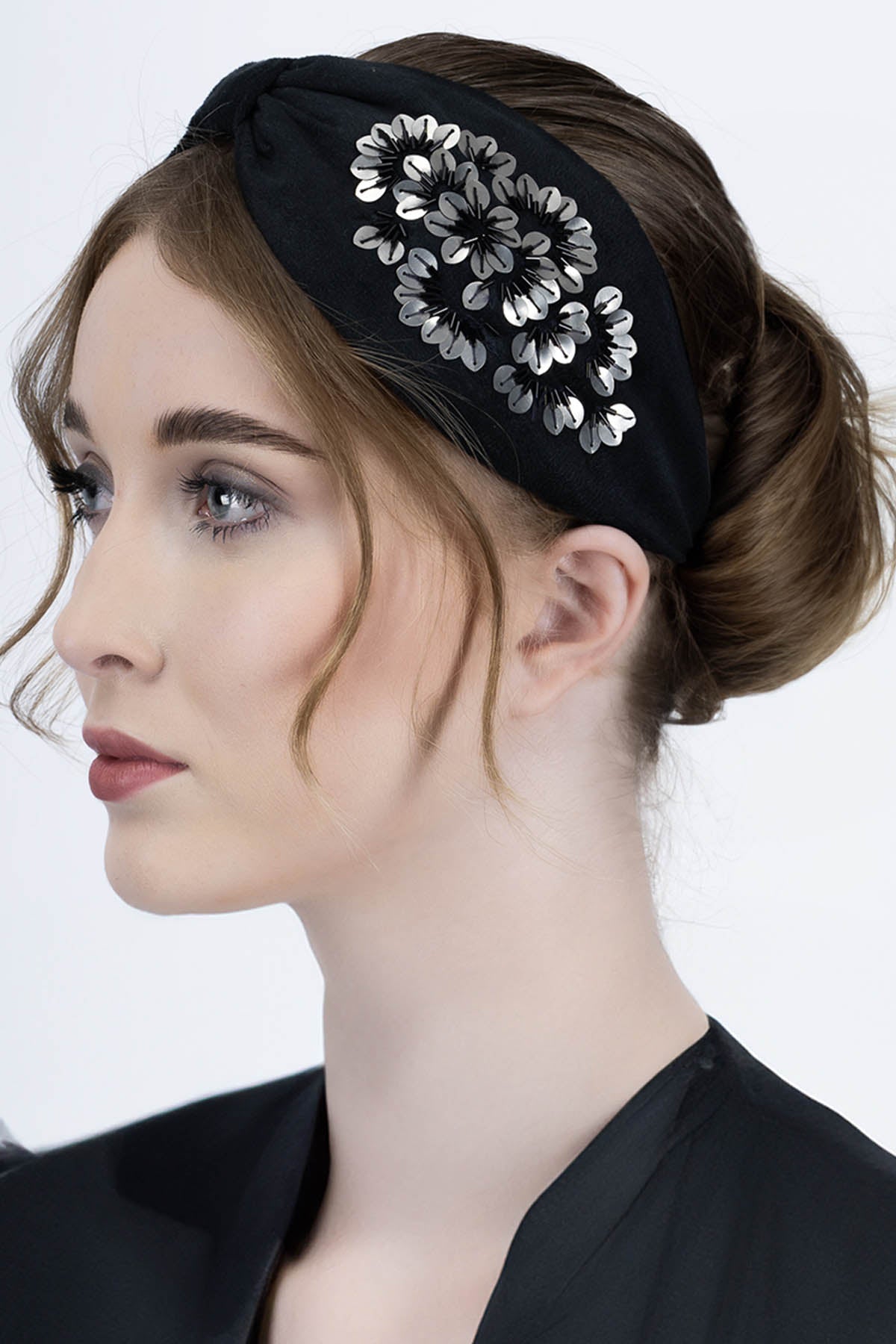 Black Velvet Sequins Headband