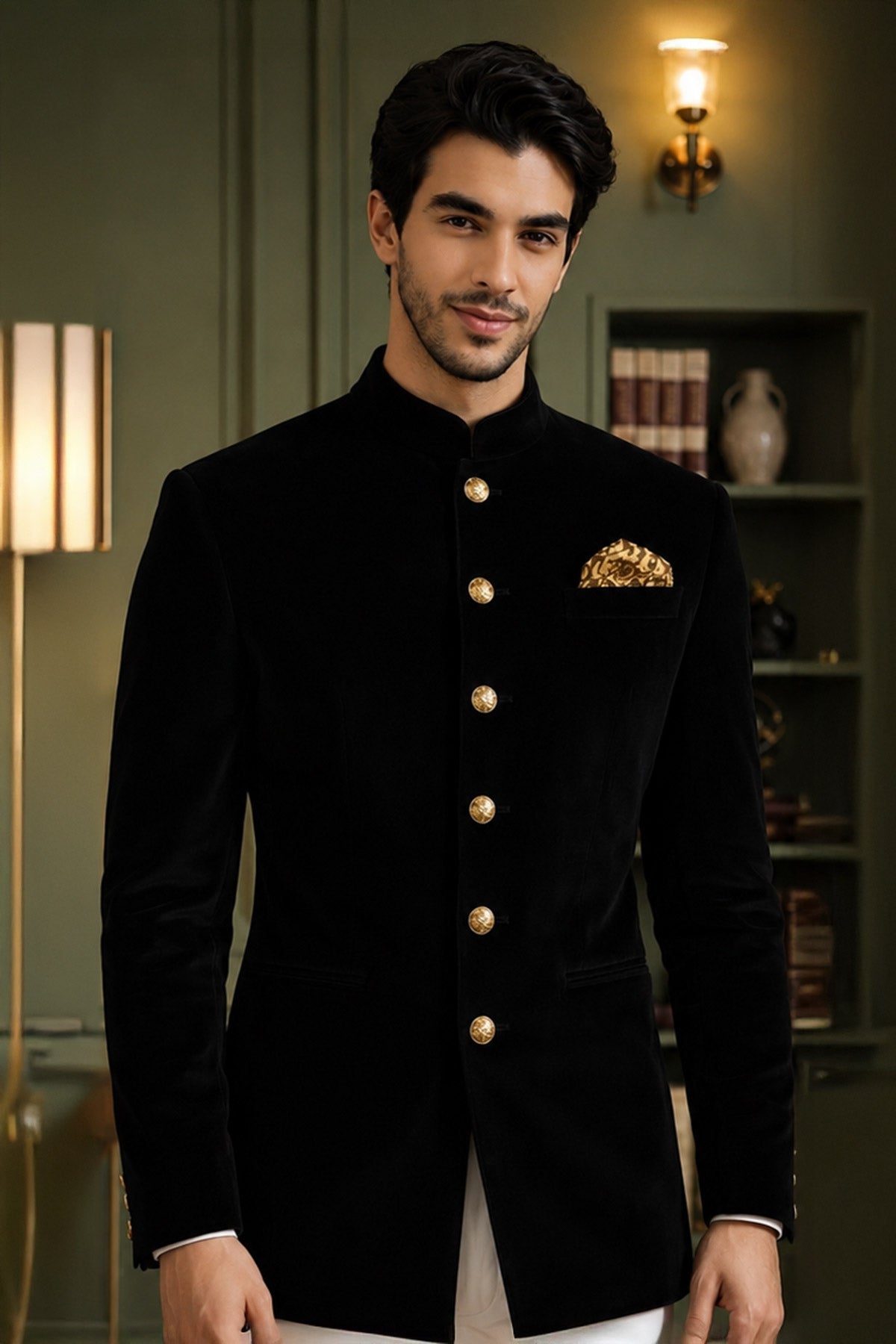 Buy Black Velvet Work Jodhpuri Suit for men by Aastha Fashion online available at scrollnshops