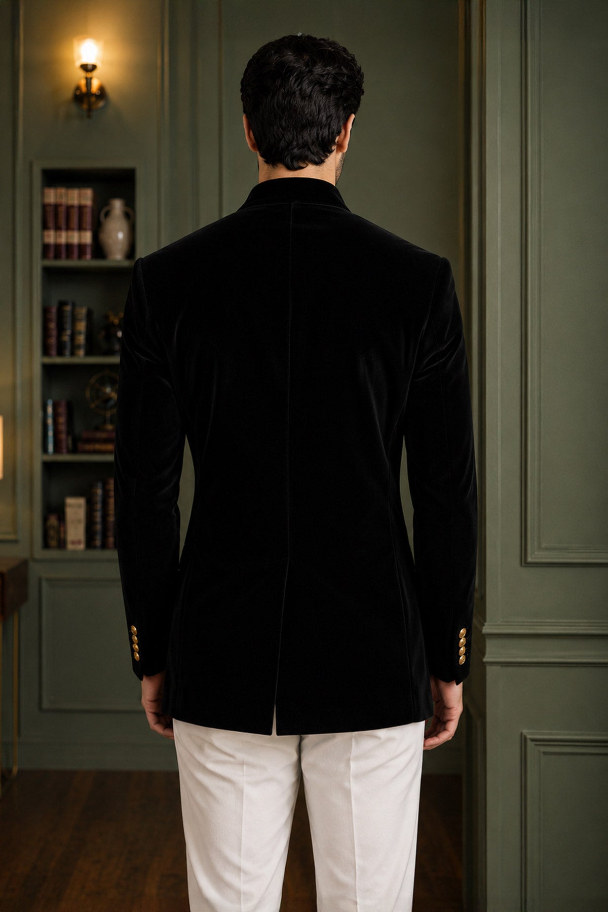 Black Velvet Work Jodhpuri Suit