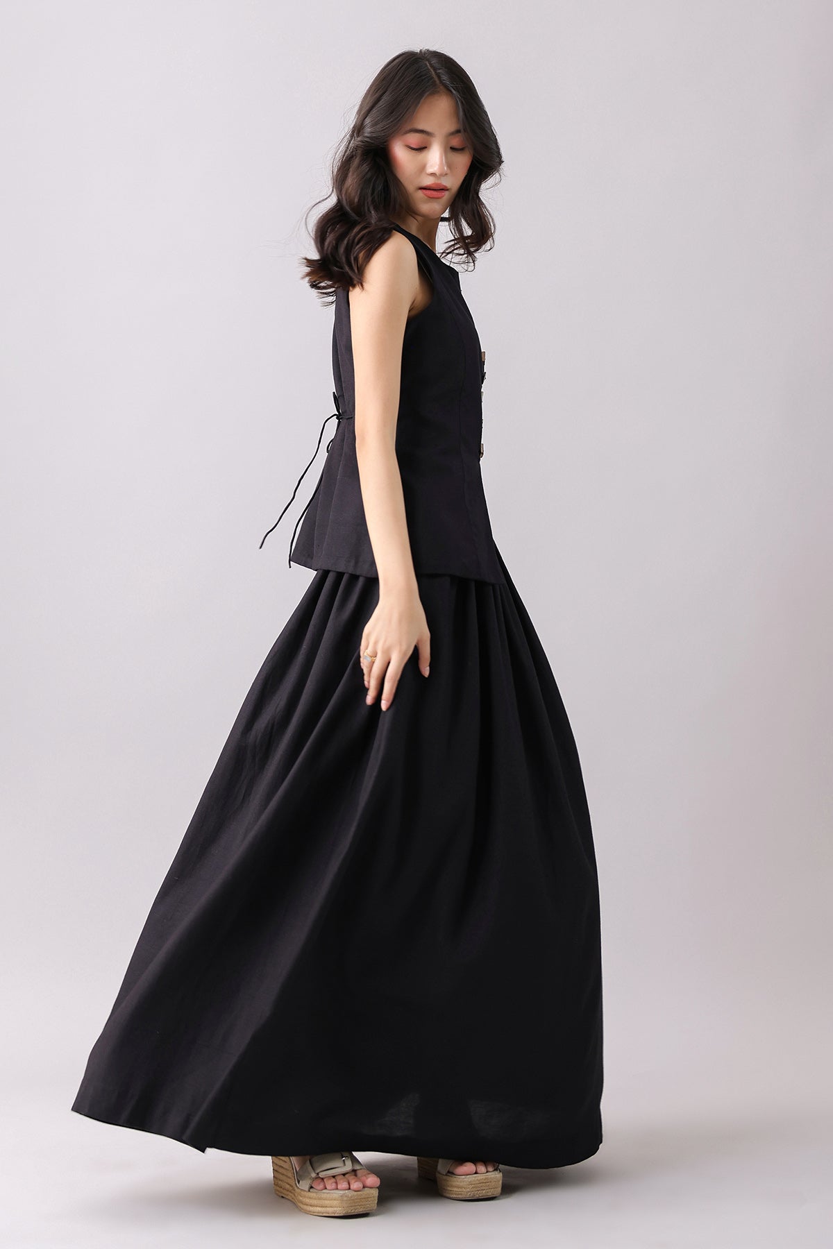 Black Waistcoat & Gathered Skirt