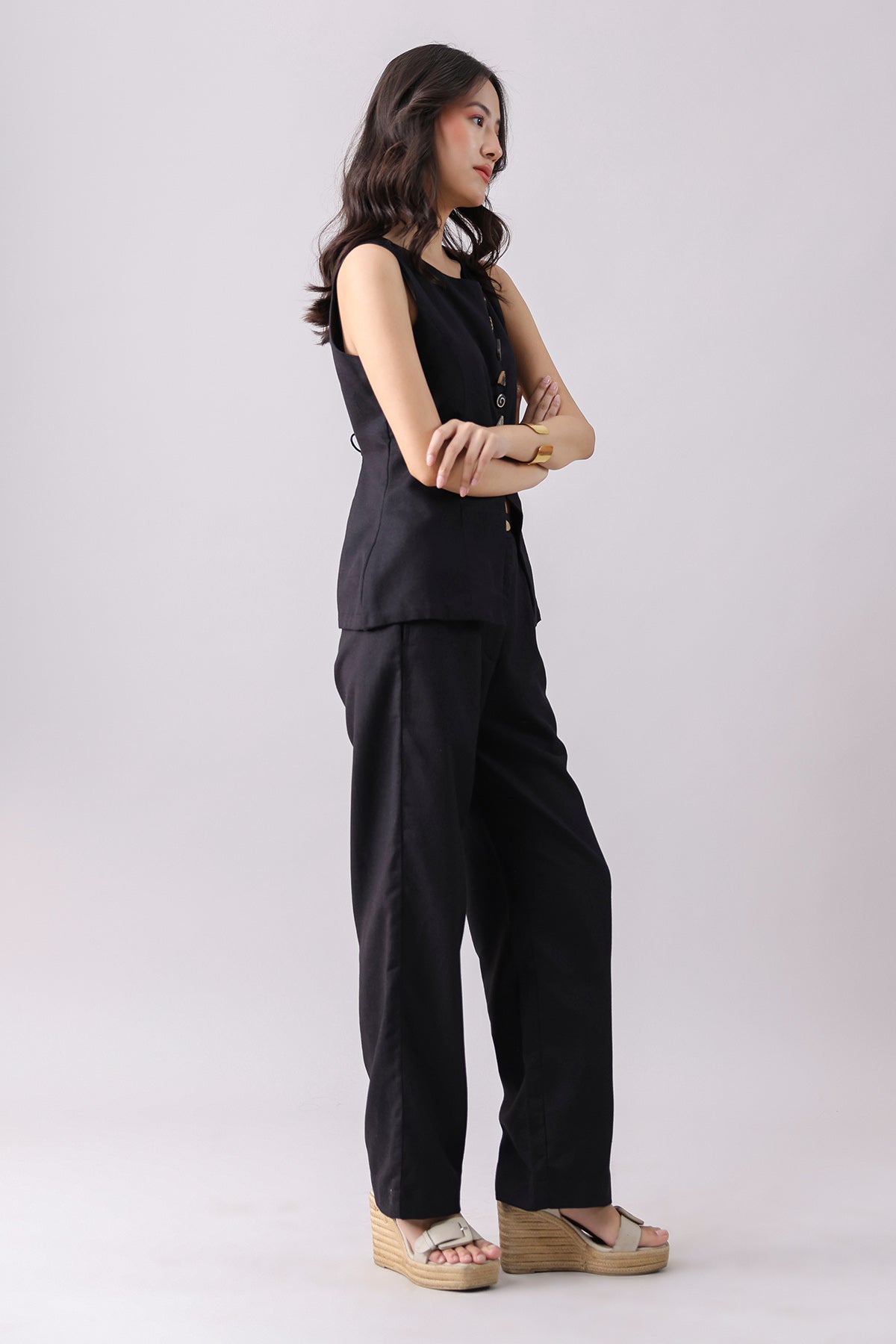 Black Waistcoat & Straight Pants